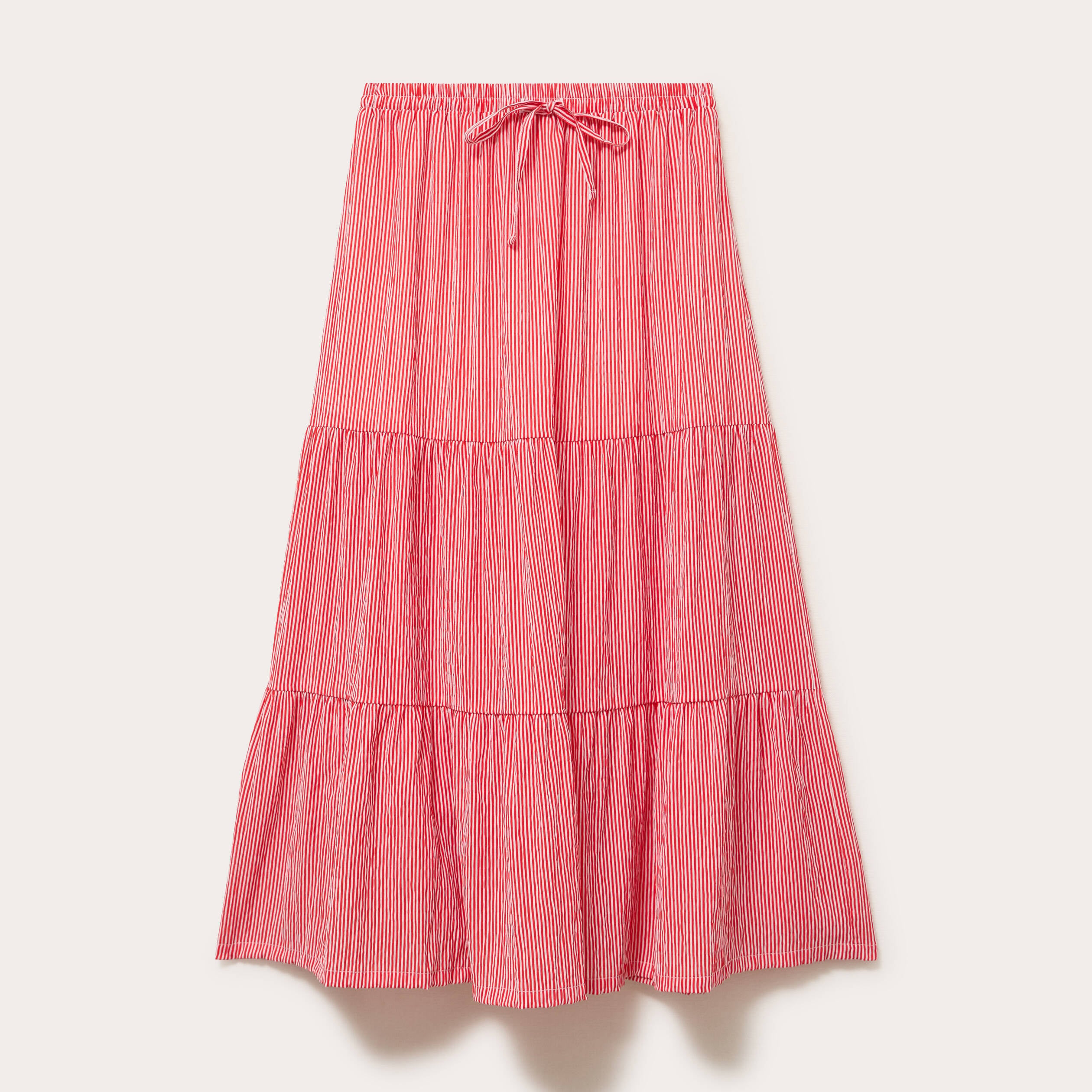 Jupe longue trap&egrave;ze rouge vif femme