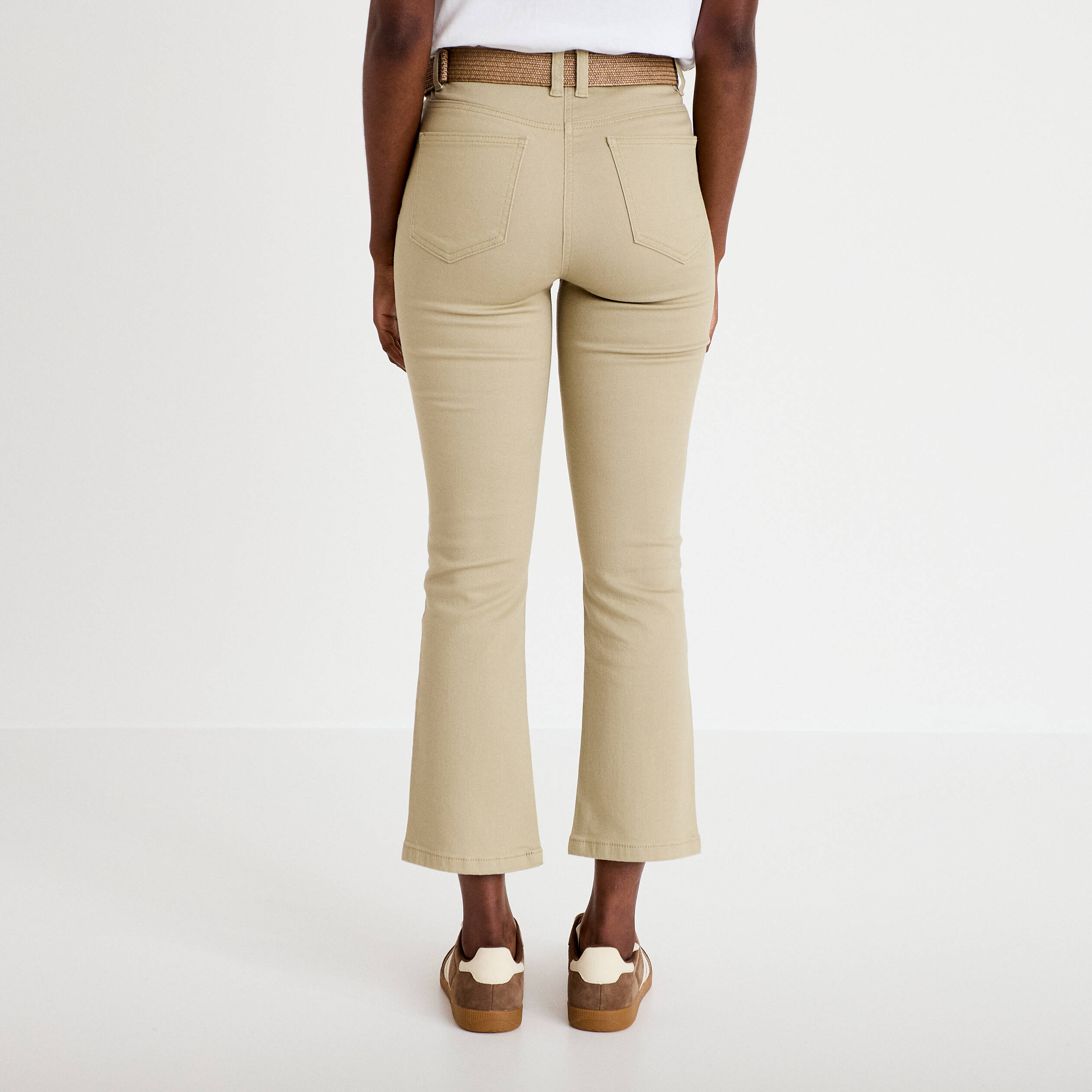 Jean bootcut cropped taille haute vert femme