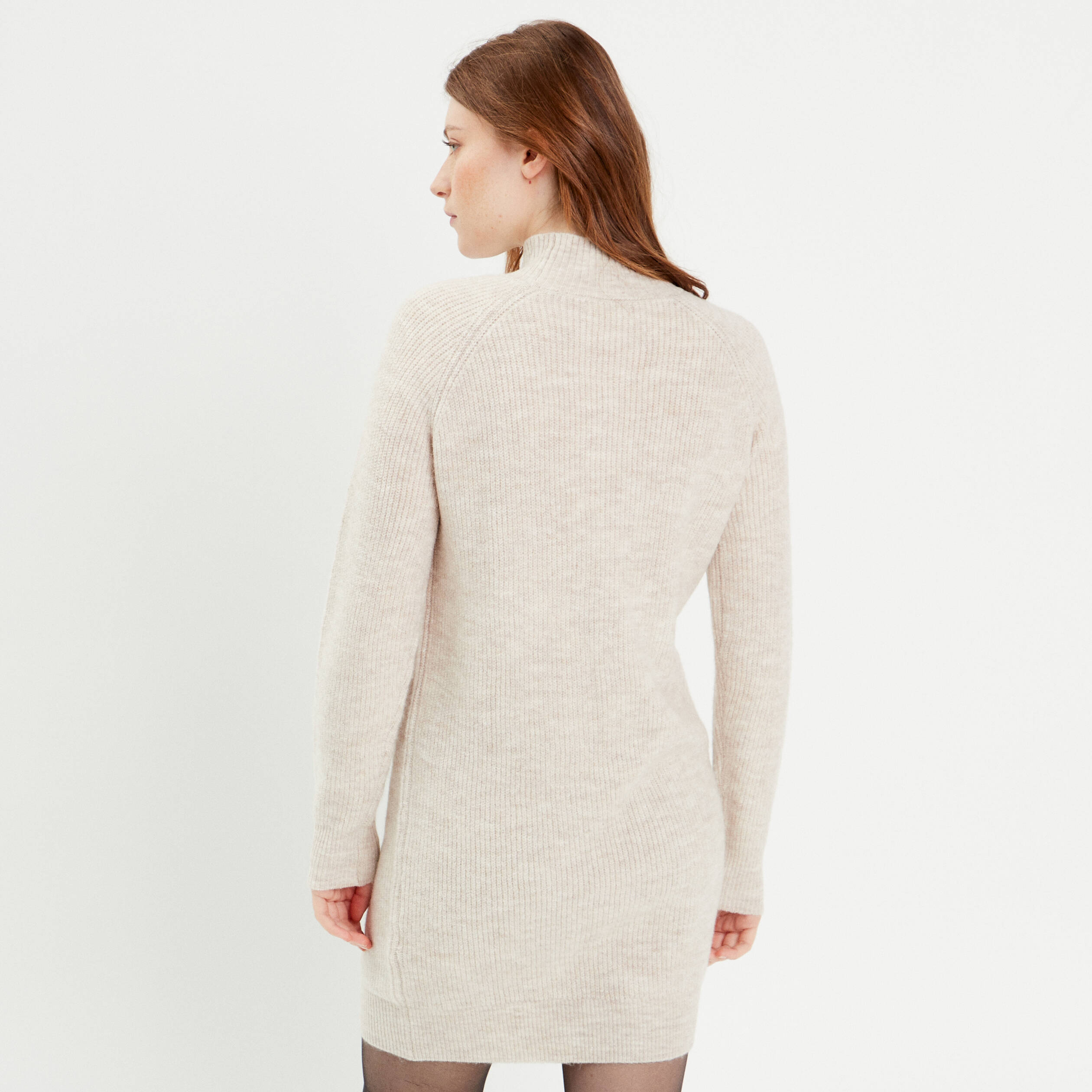 robe pull droite col rond sable femme Robe pull droite col rond sable femme
