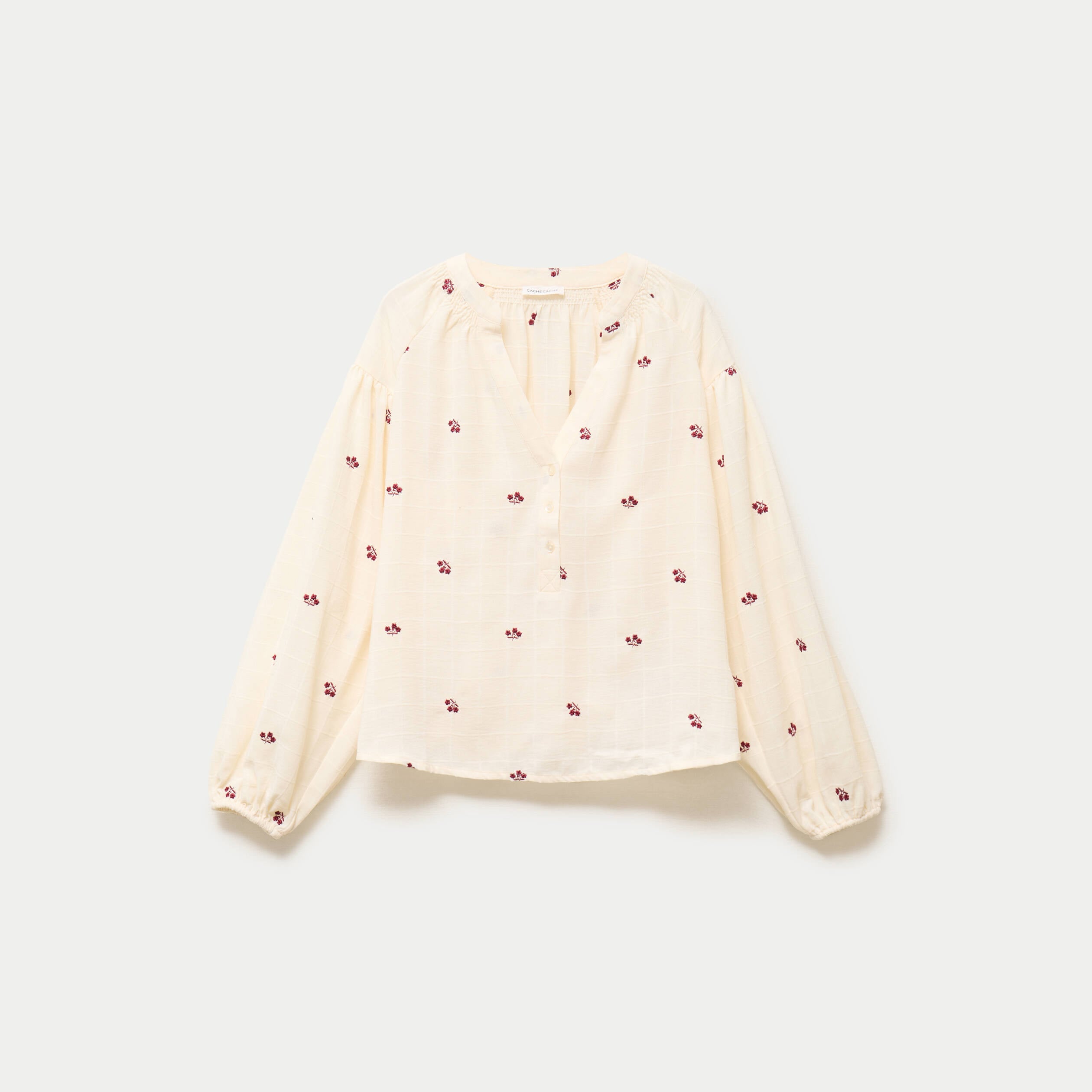 Blouse avec broderie bordeaux femme