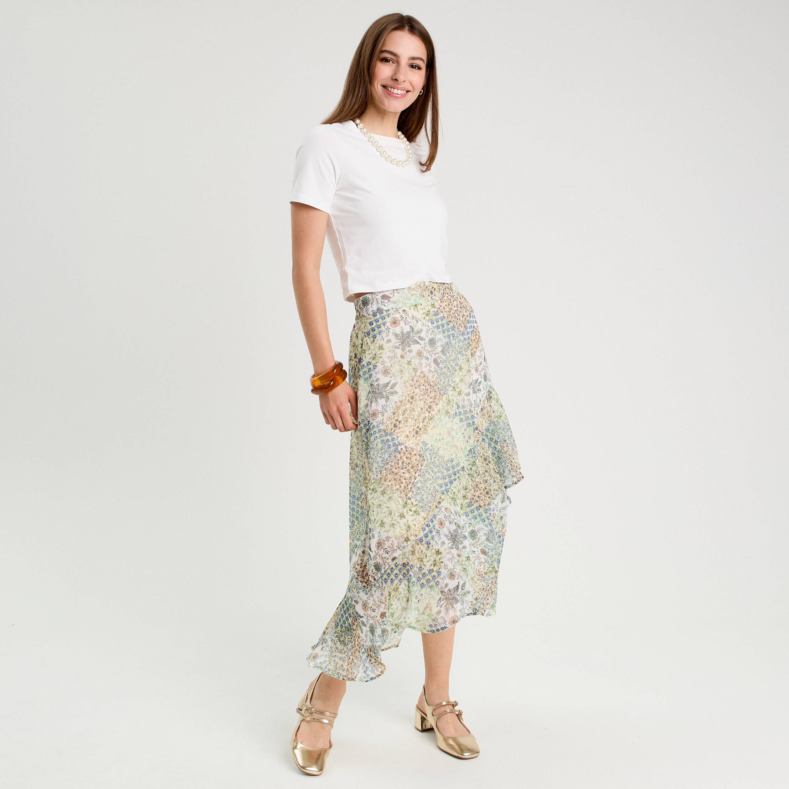 jupe longue evasee blanc femme Jupe longue évasée blanc femme