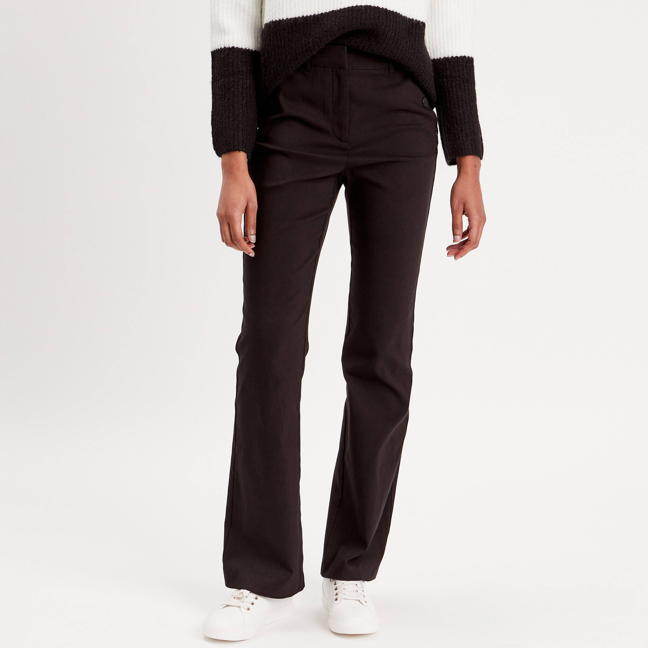 Pantalon bootcut &agrave; pont noir femme