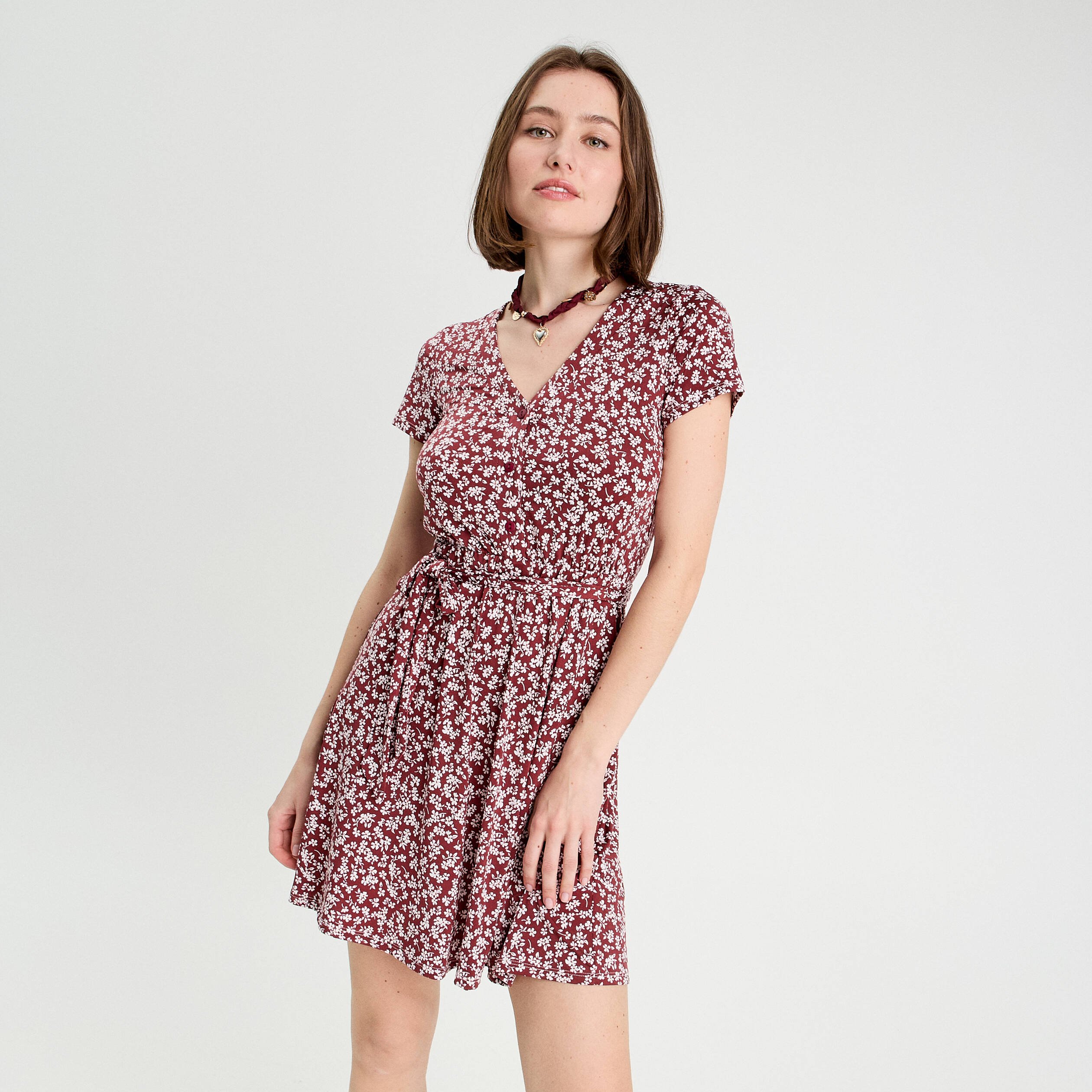 robe evasee boutonnee marron cognac femme Robe évasée boutonnée marron cognac femme
