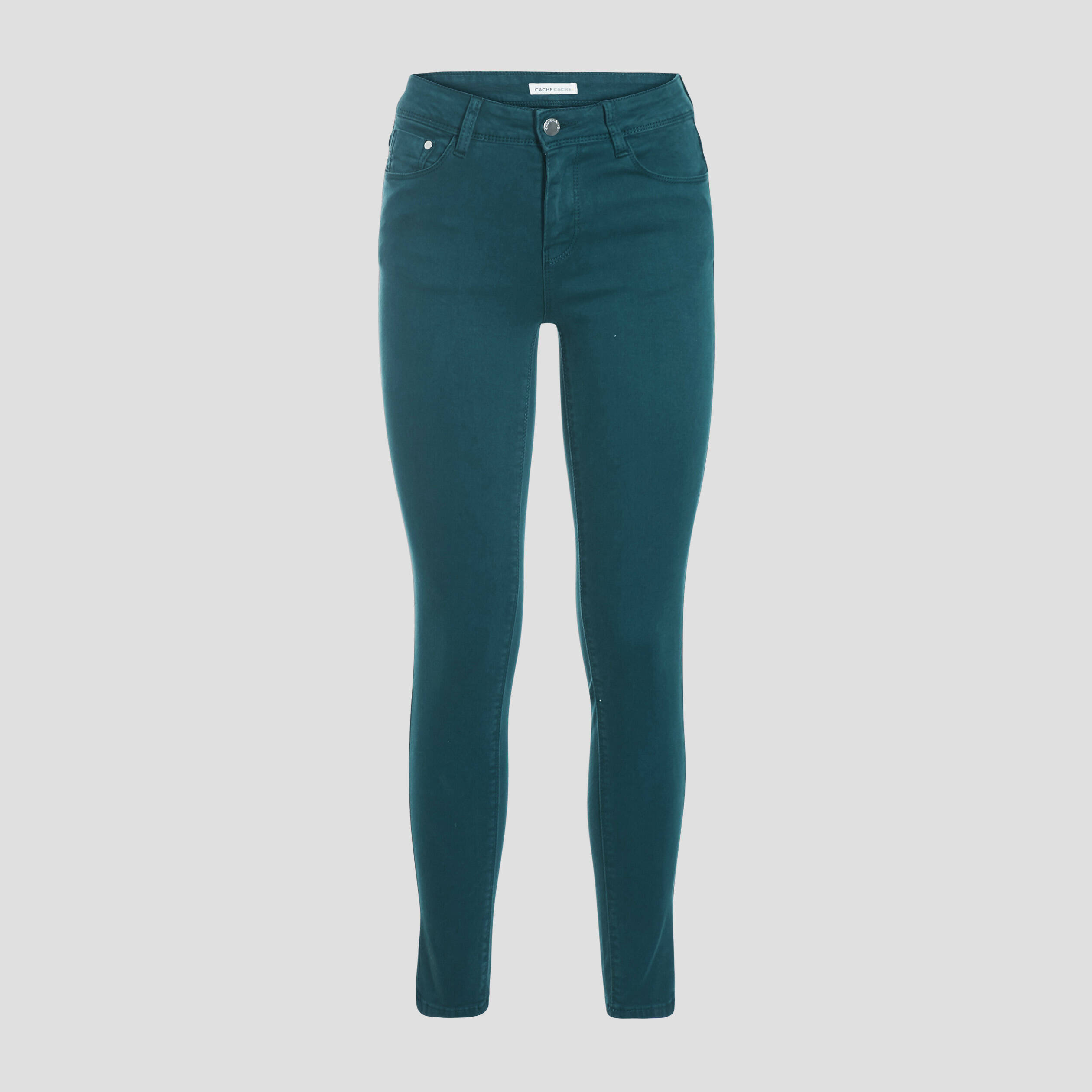 Jeans slim 5 poches vert foncé femme