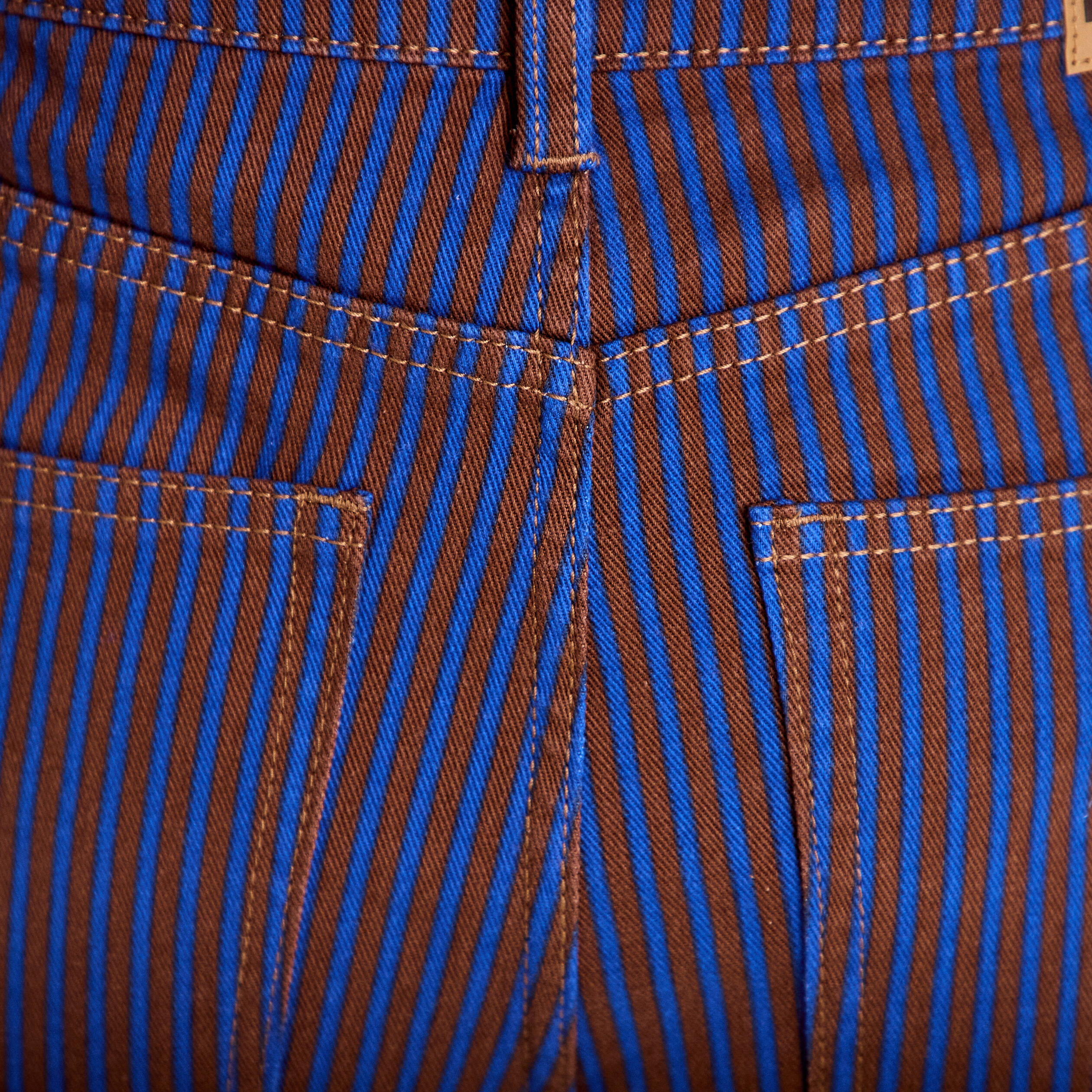 Jean wide leg ray&eacute; taille haute bleu femme