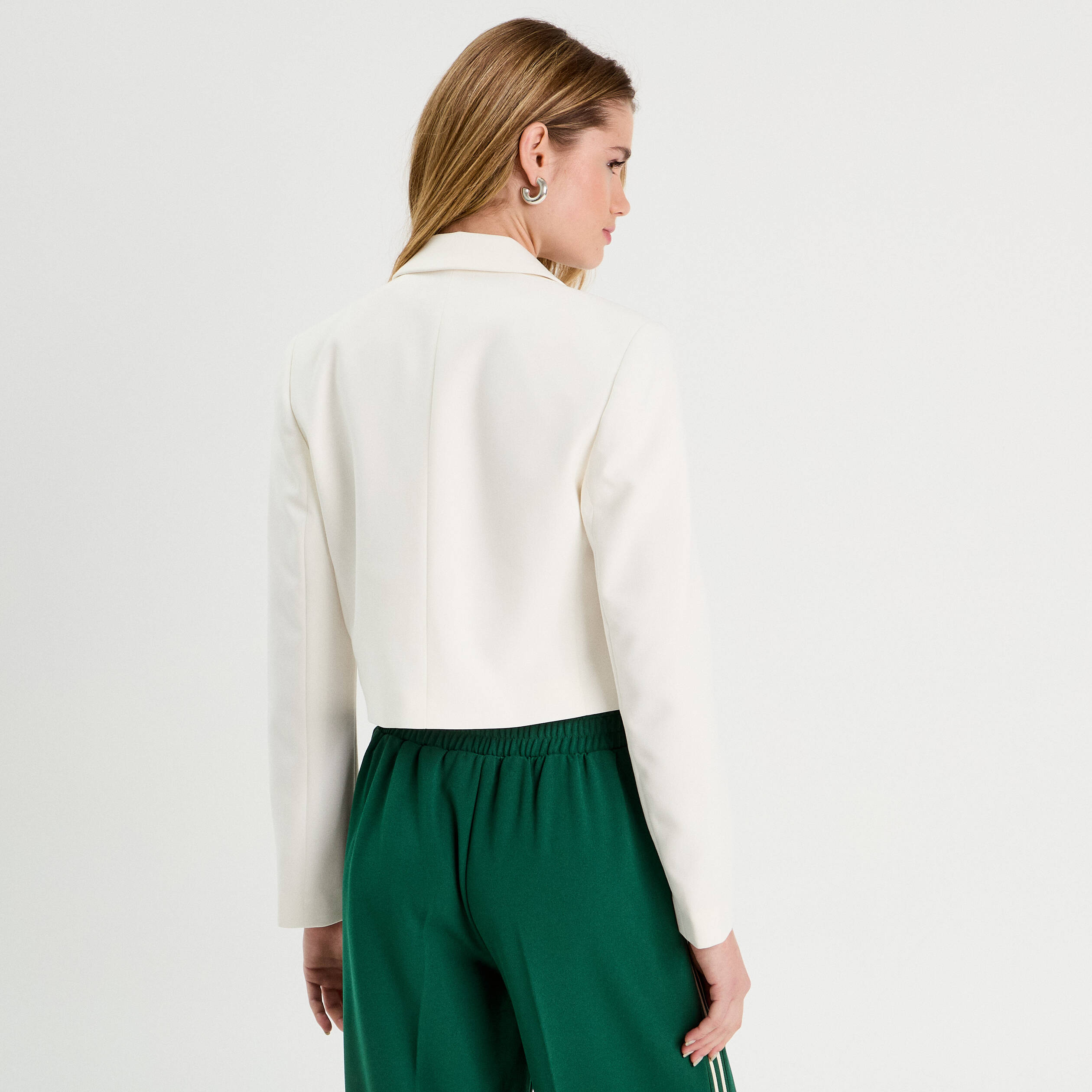 Veste blazer courte ecru femme