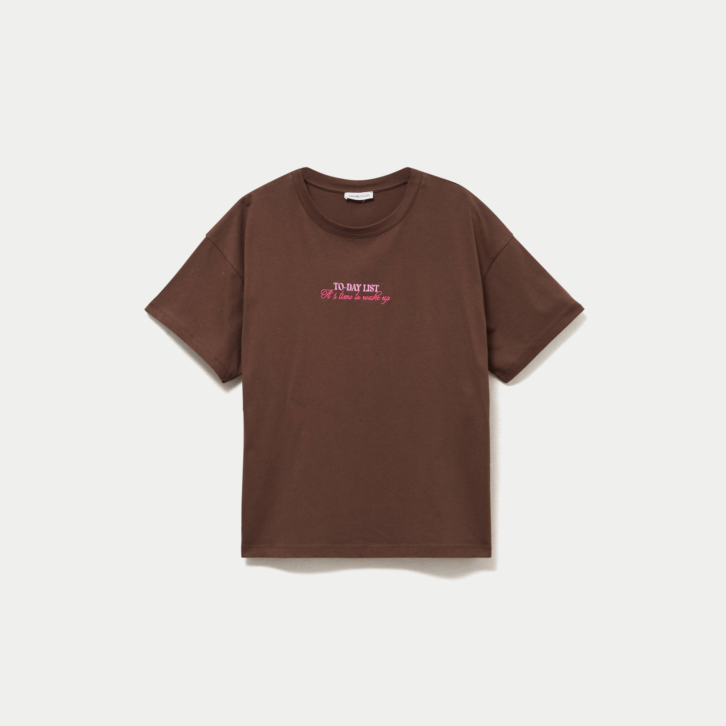 T-shirt oversize manches courtes marron fonc&eacute; femme