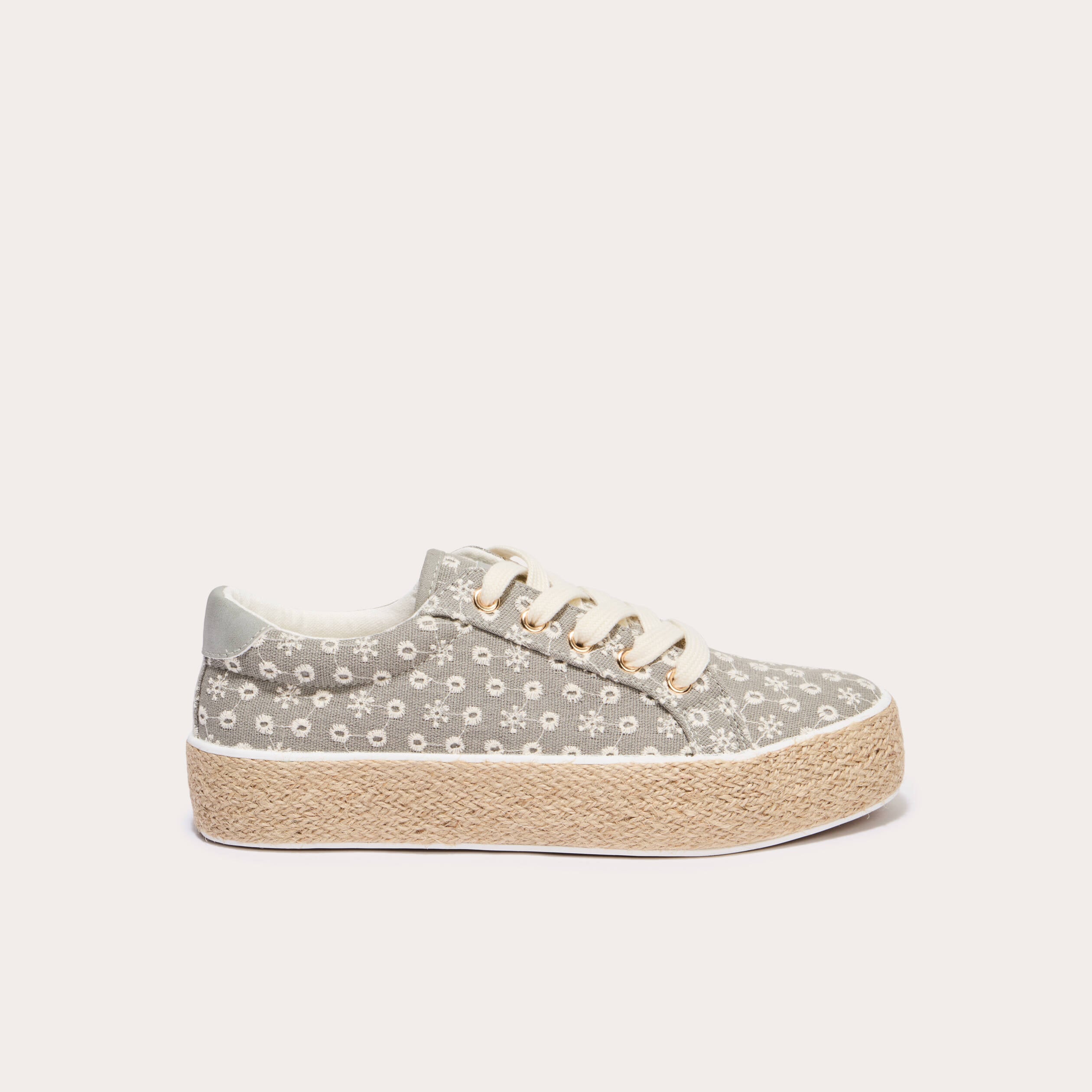 Baskets espadrilles plates beige femme