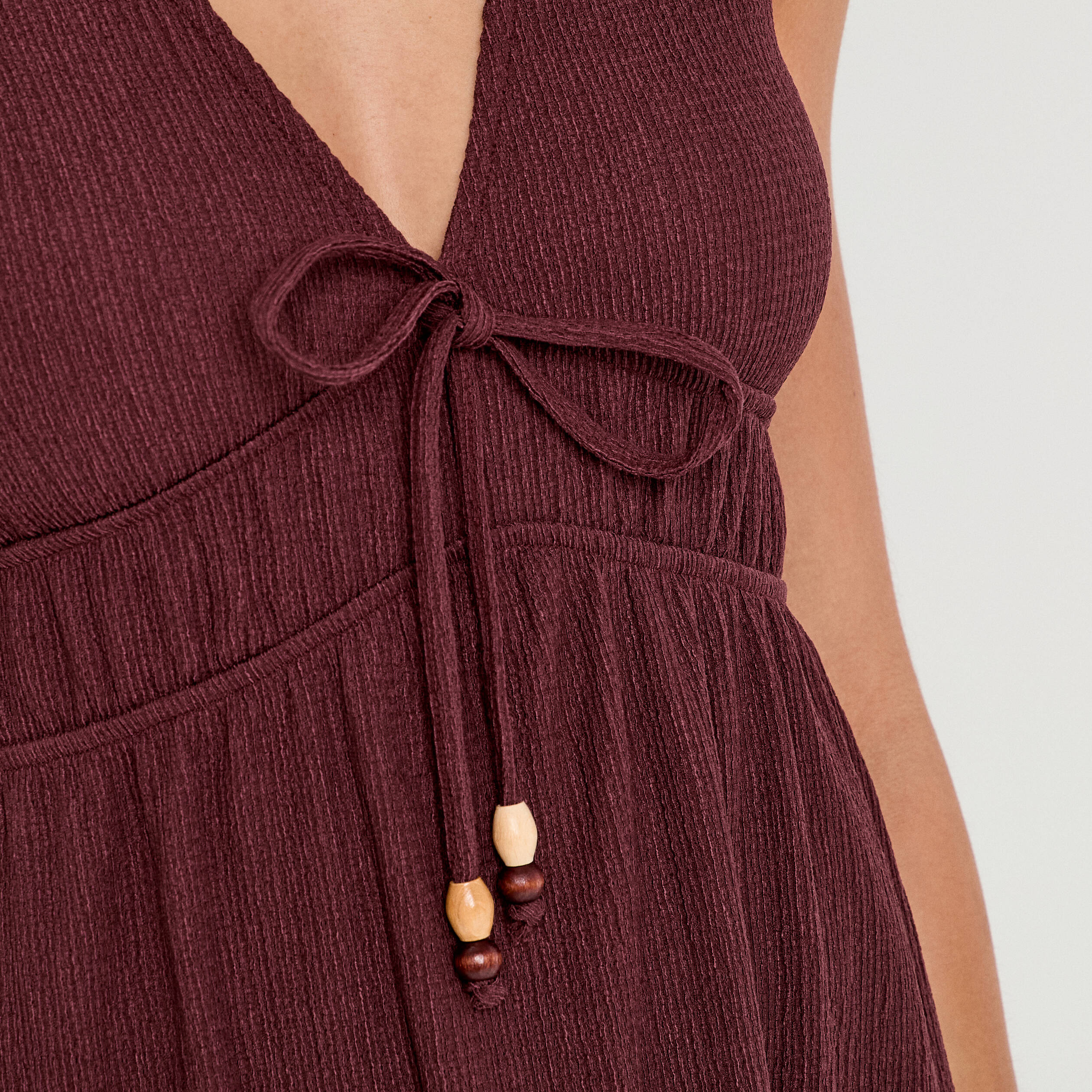 Robe midi &eacute;vas&eacute;e sans manches prune femme