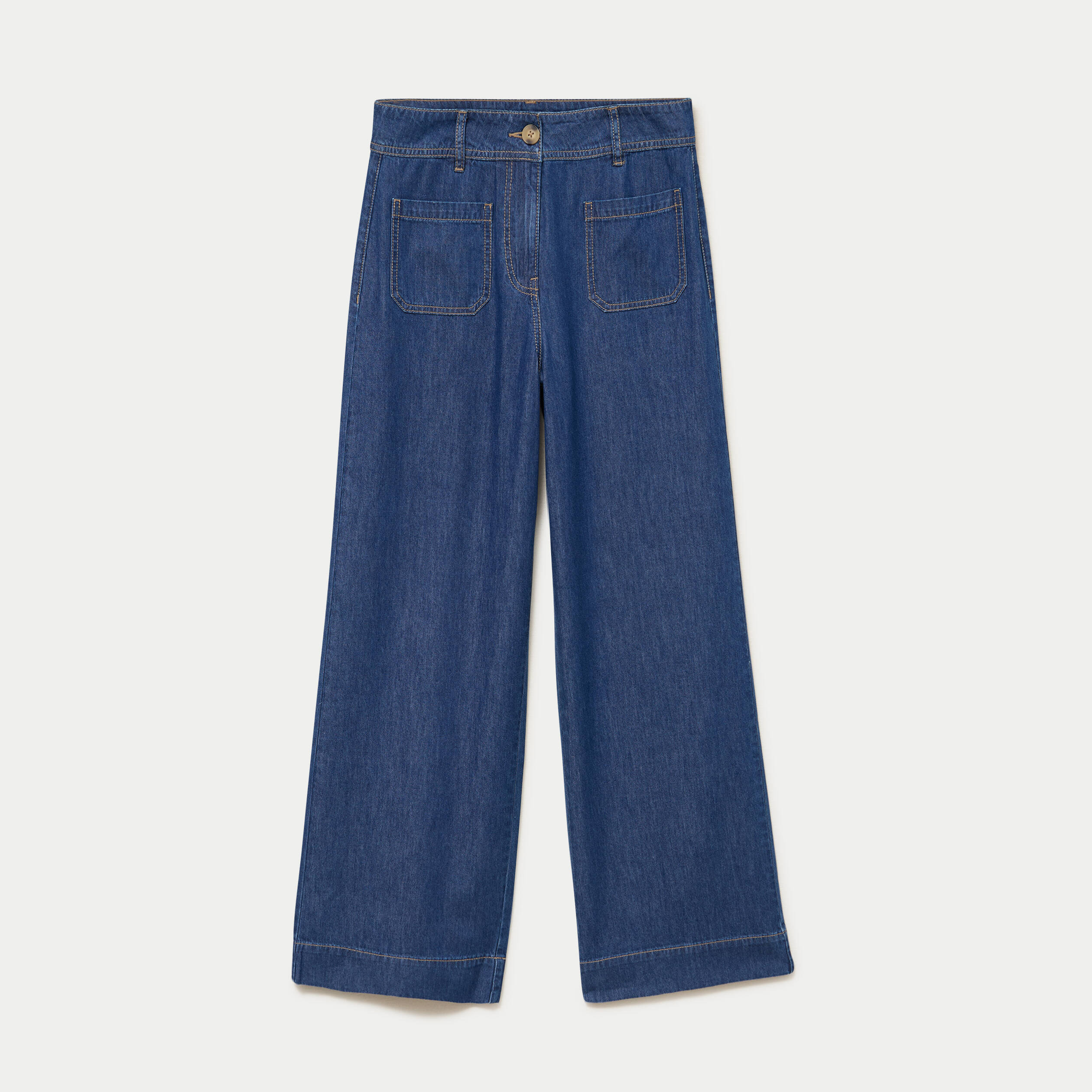 Jean wide leg taille standard denim stone femme
