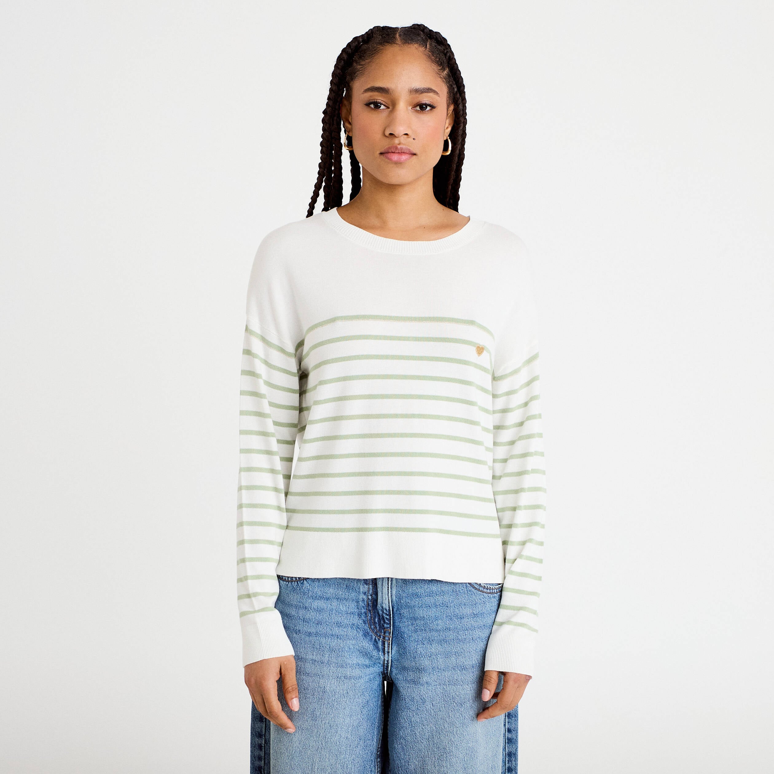 Pull manches longues vert pastel femme