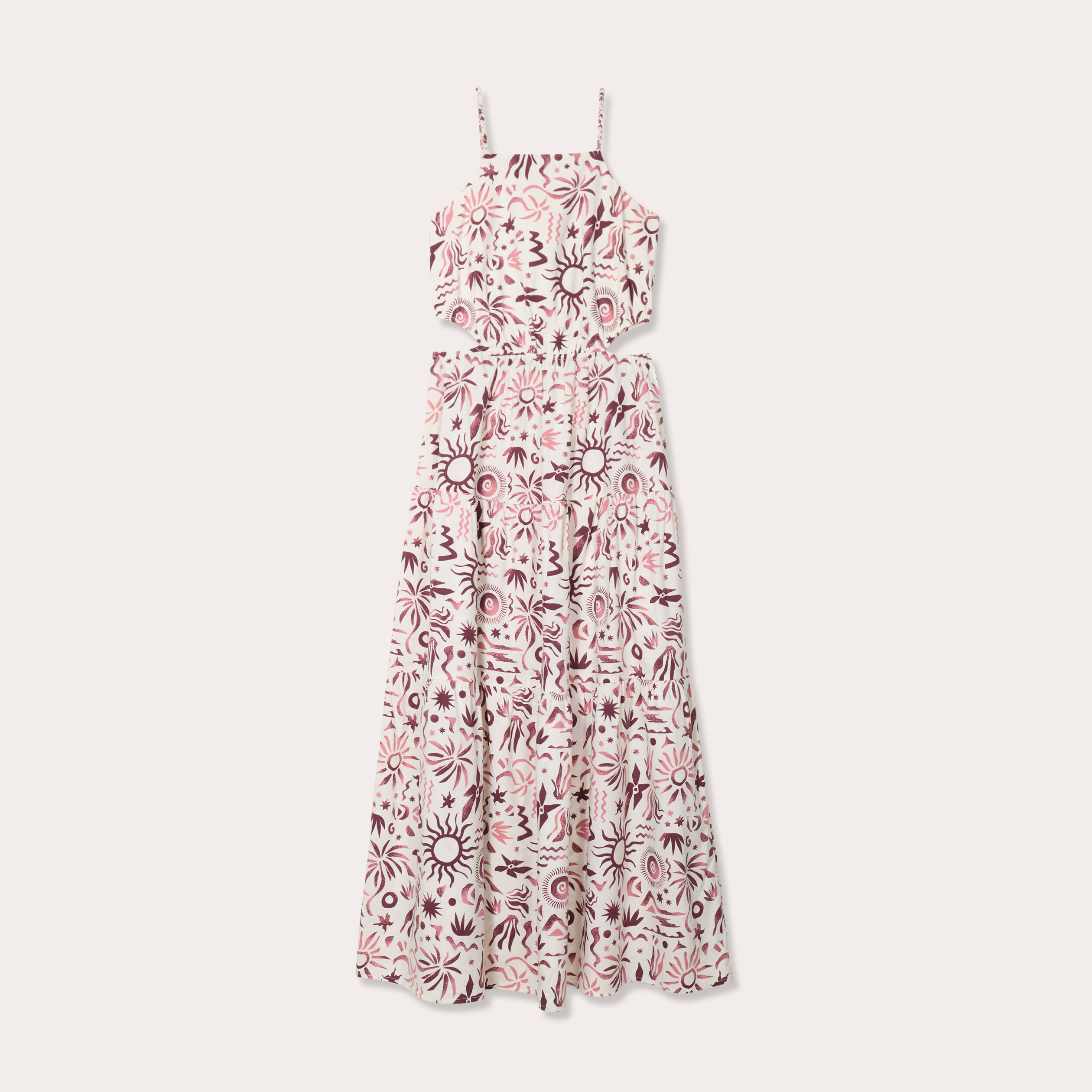 robe longue evasee ouvertures rose femme Robe longue évasée ouvertures rose femme
