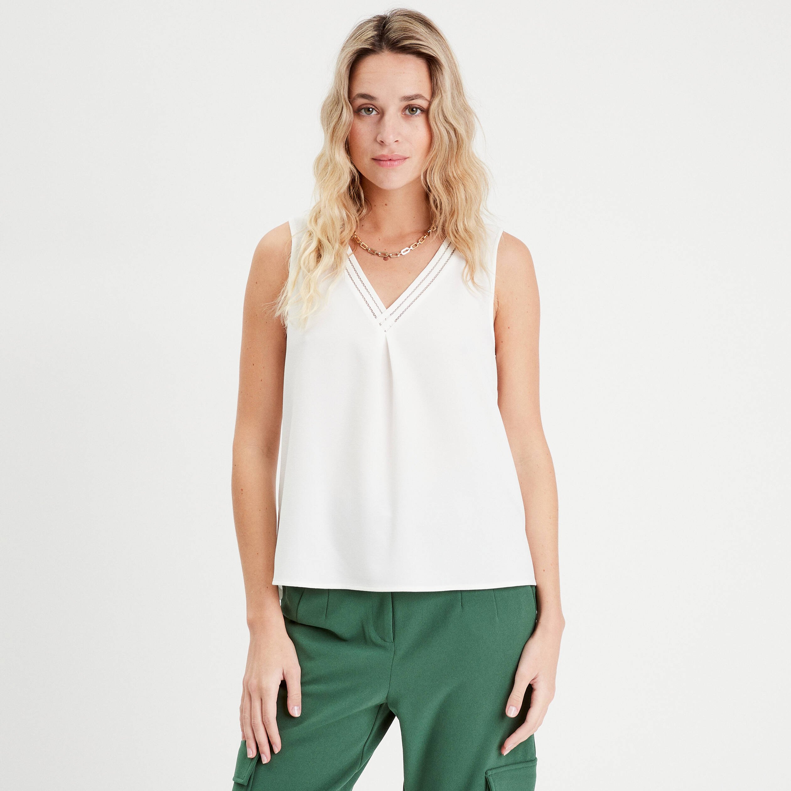 debardeur sans manches ecru femme Débardeur sans manches ecru femme