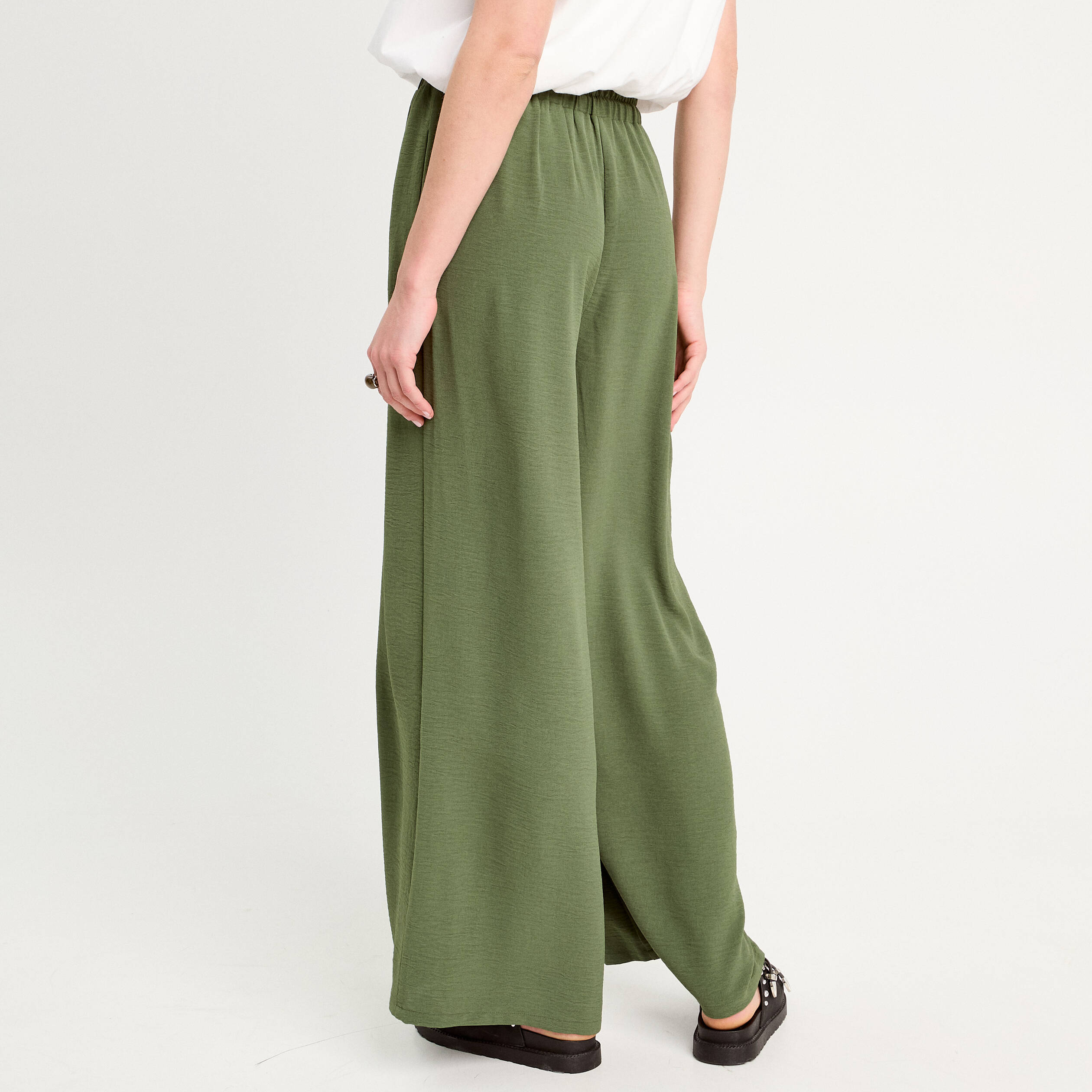 pantalon large vert kaki femme Pantalon large vert kaki femme