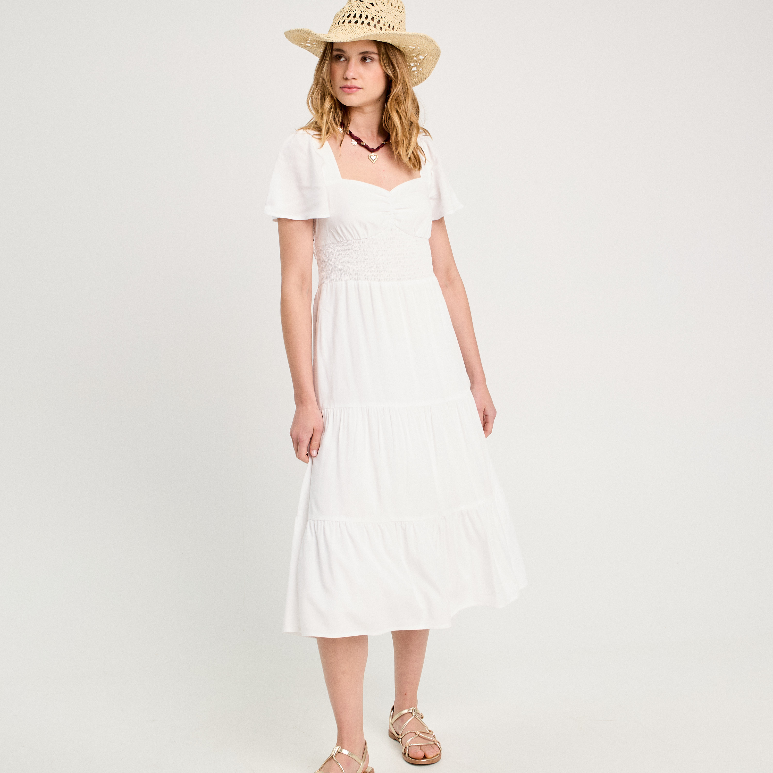 robe longue evasee blanc femme Robe longue évasée blanc femme