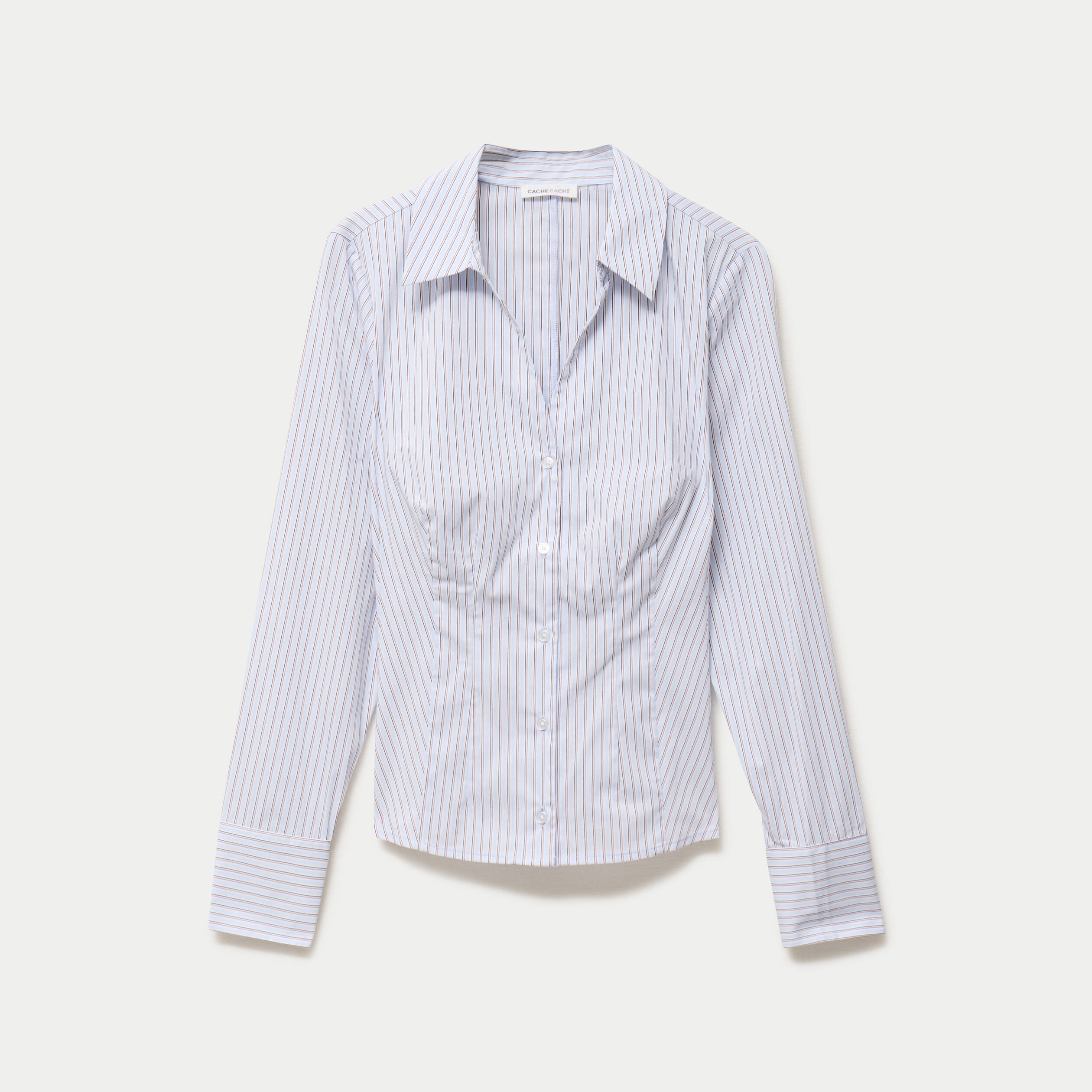 Chemise ajust&eacute;e manches longues bleu femme