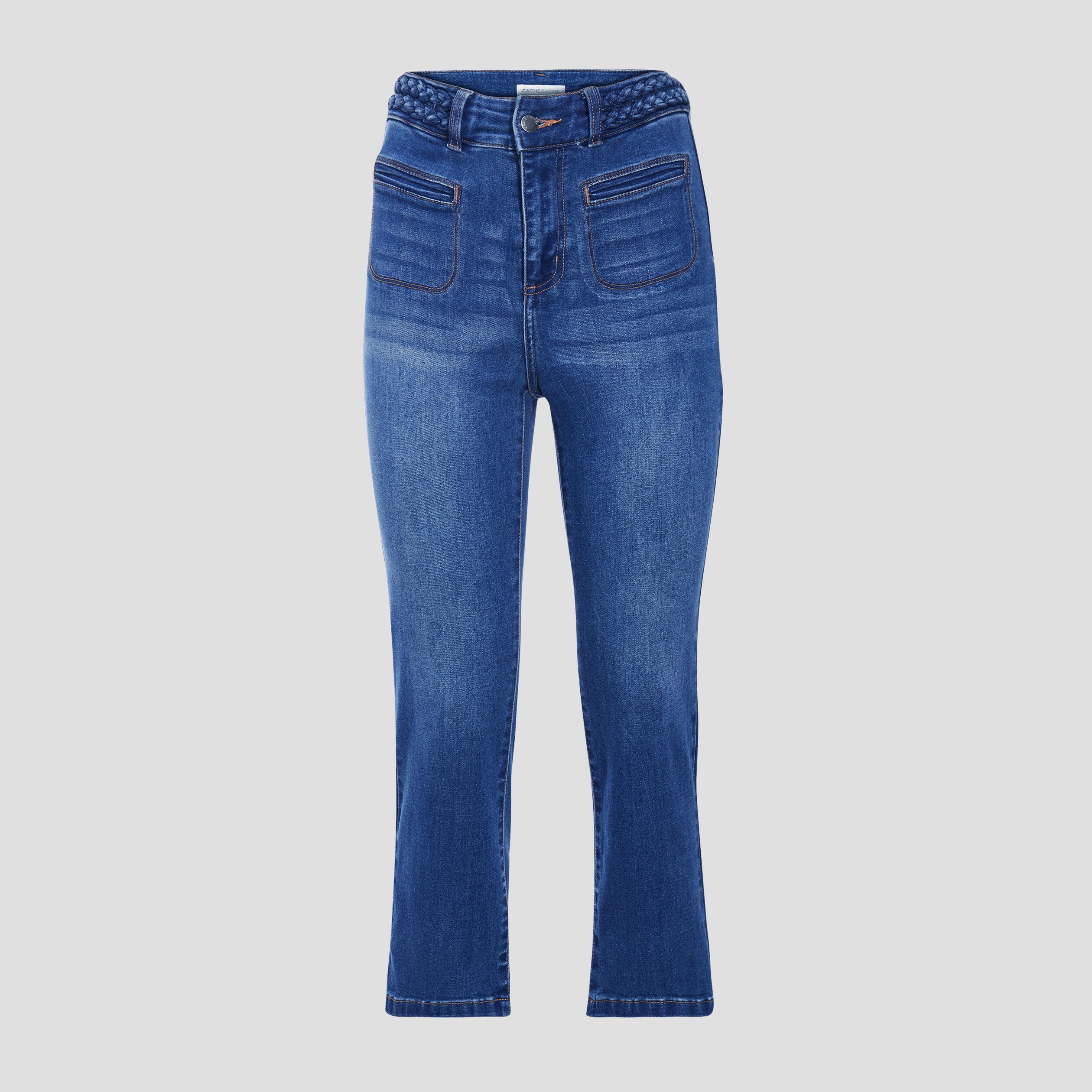 Pantacourt slim en jeans denim double stone femme Vibs