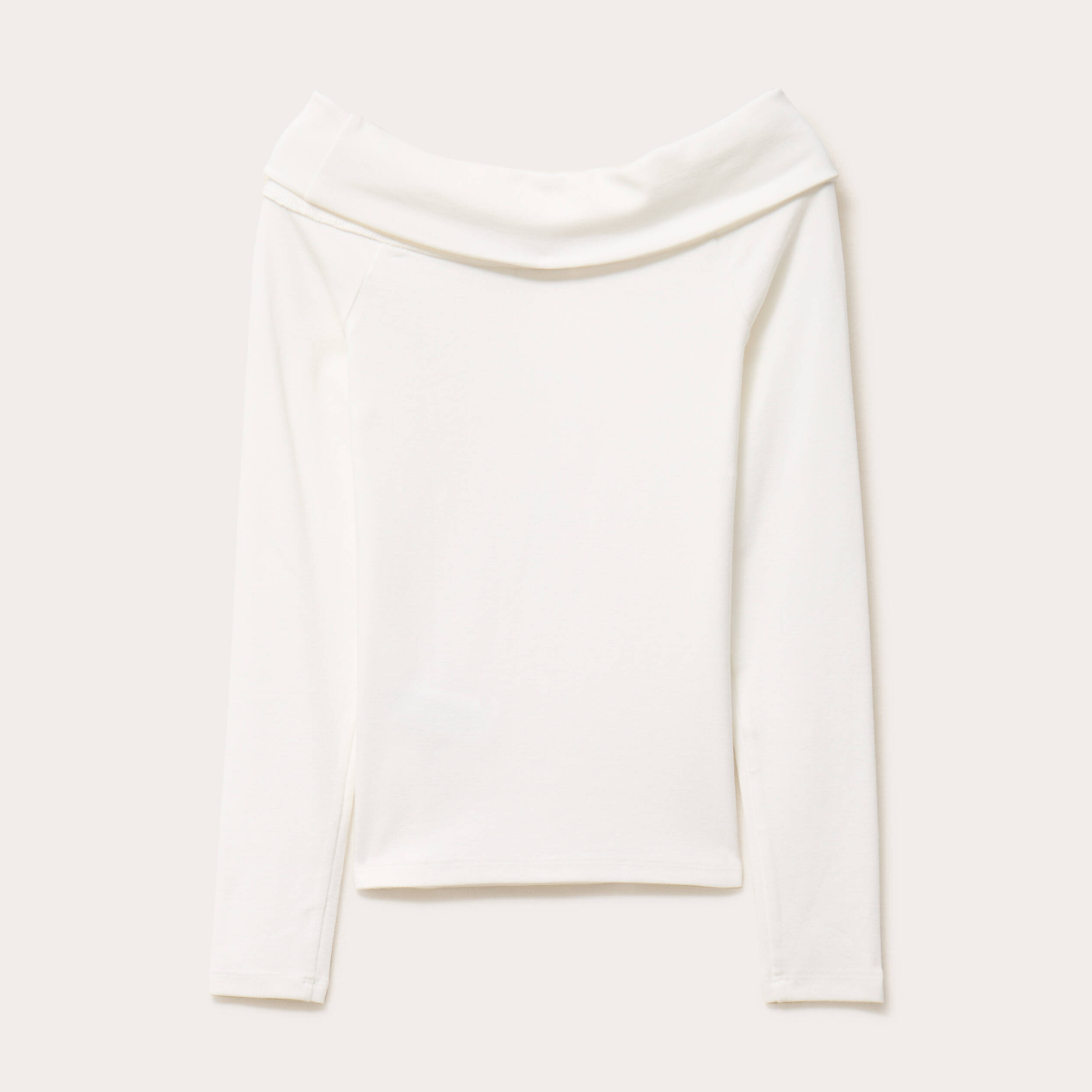 T-shirt c&ocirc;tel&eacute; manches longues ecru femme