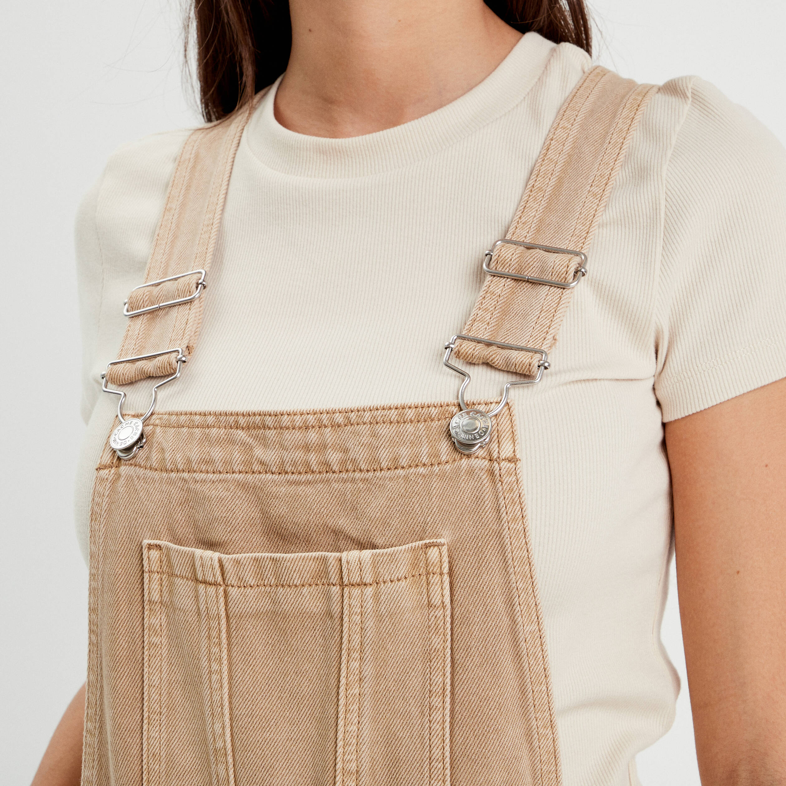 Salopette droite en jean sable femme