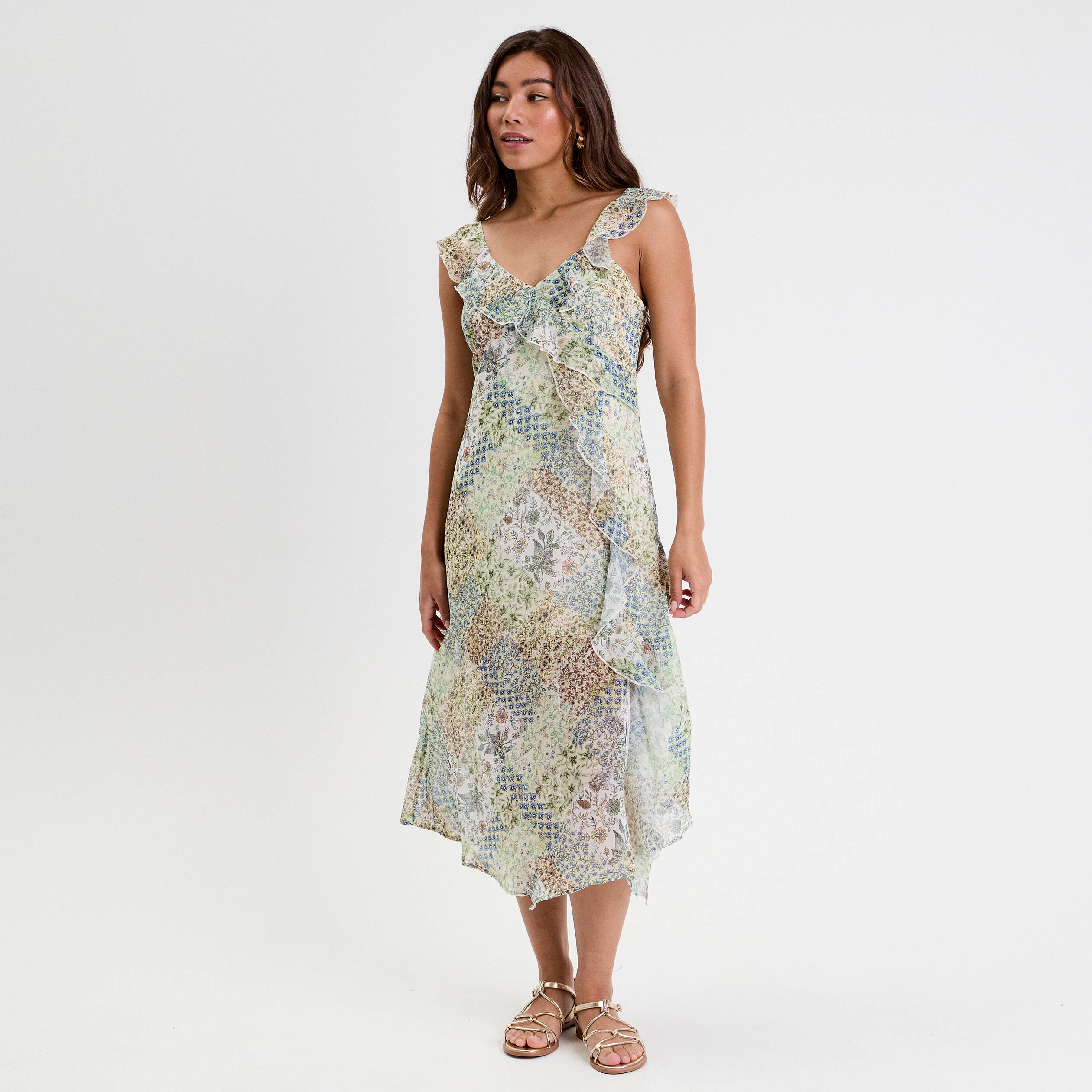 robe longue evasee volants blanc femme Robe longue évasée volants blanc femme