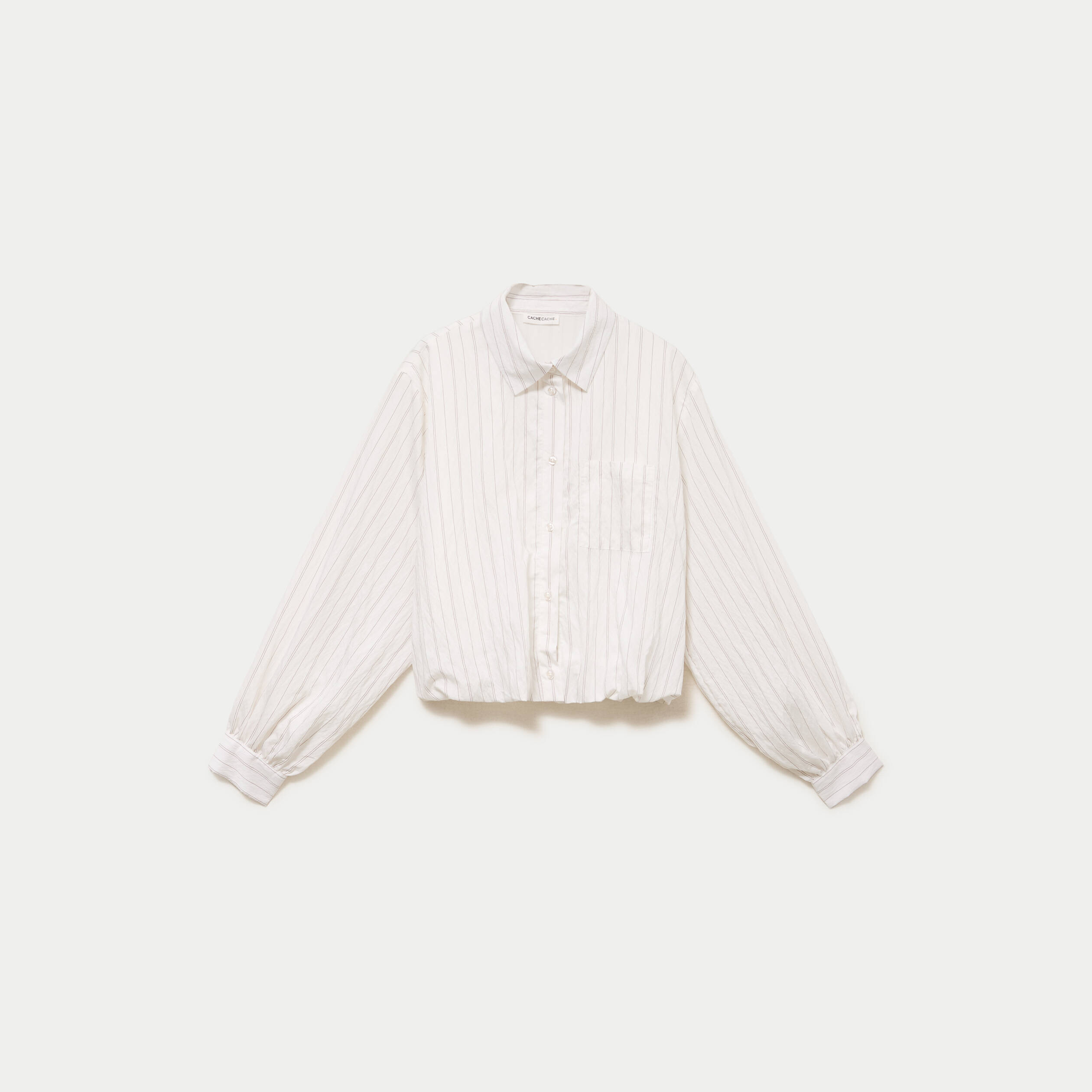 Chemise ample cropped effet boule blanc femme