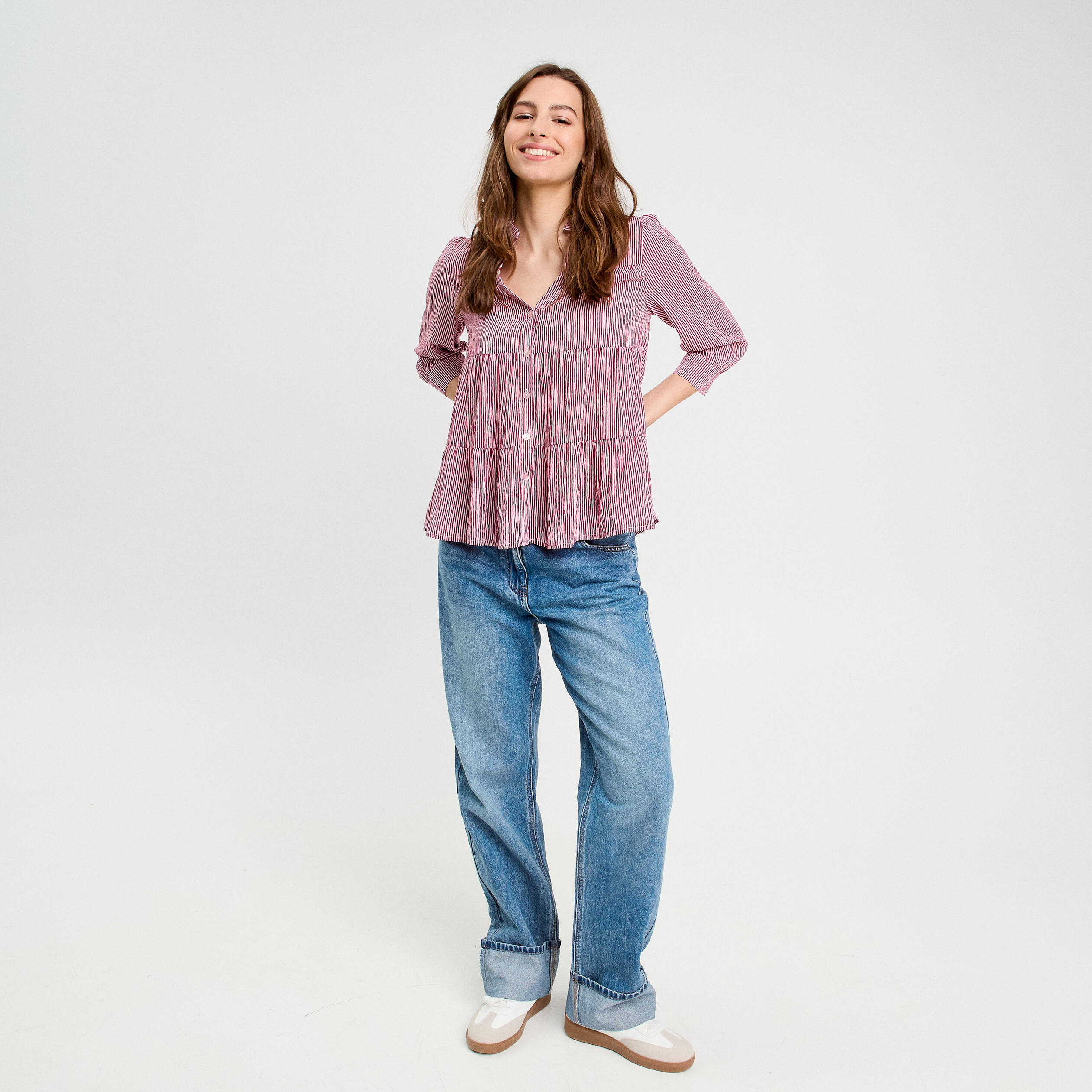 blouse manches 34 bordeaux femme Blouse manches 3/4 bordeaux femme