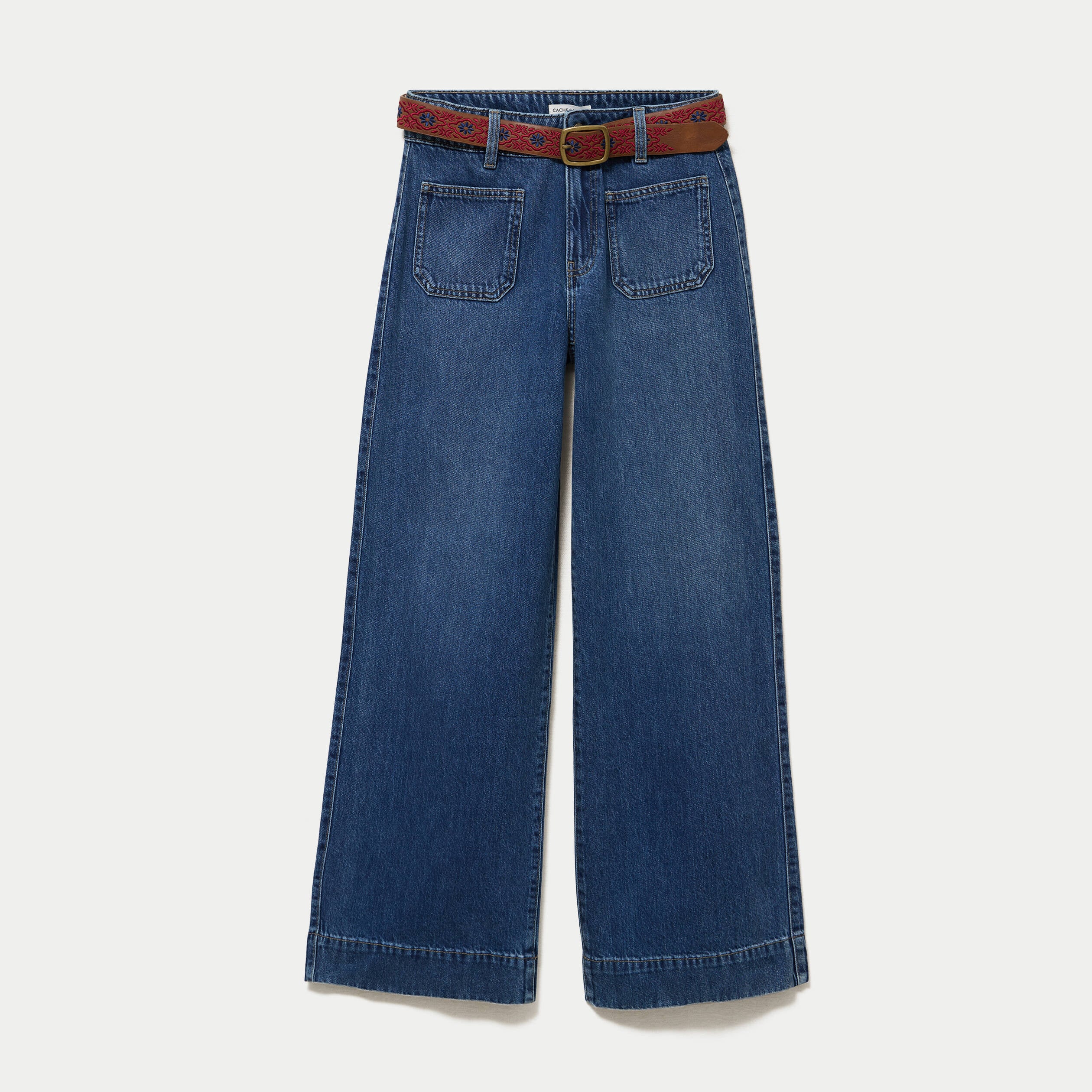 Jean bootcut ceinture amovible denim stone femme