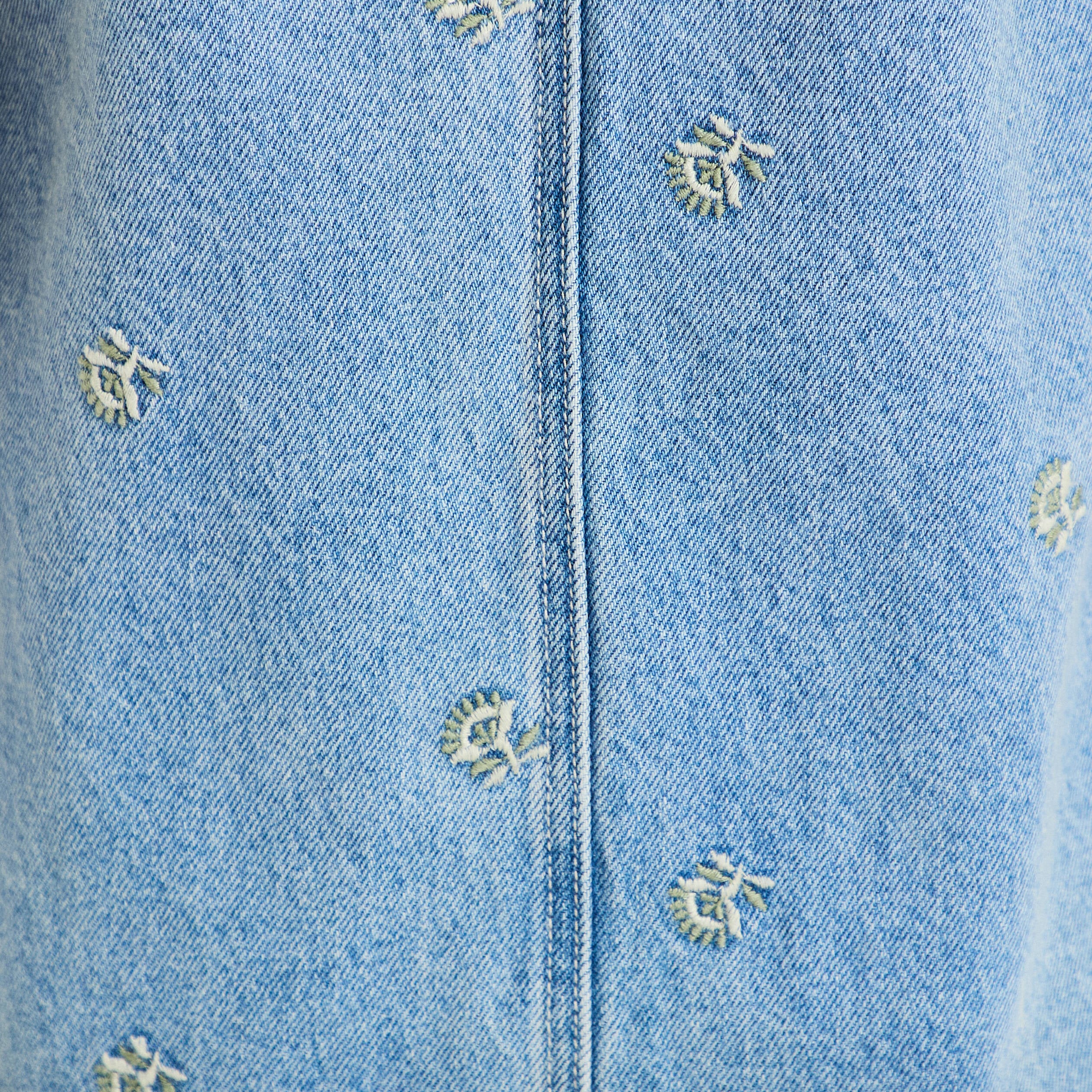 Robe courte droite en jean sans manches bleu femme