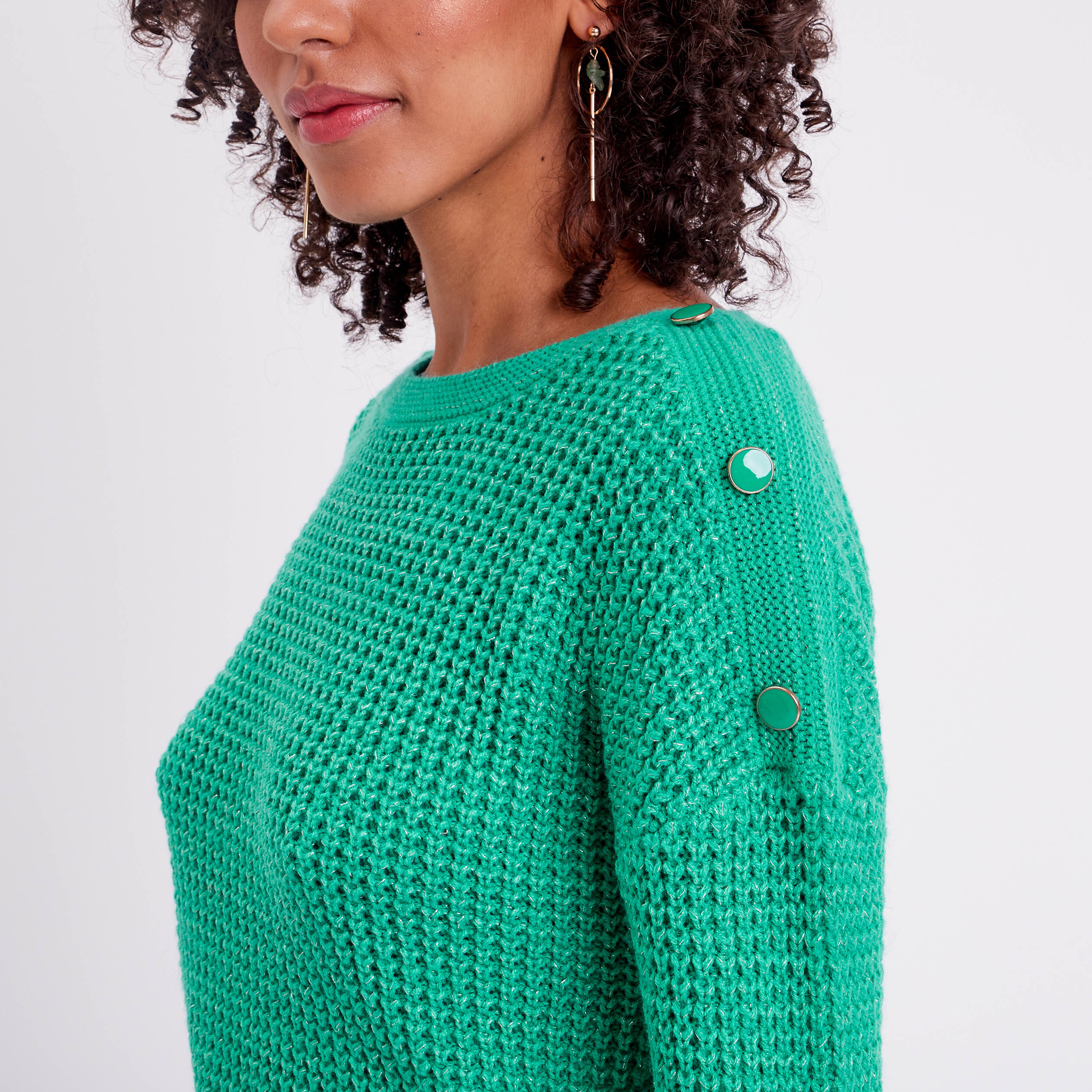 Pull manches longues vert femme