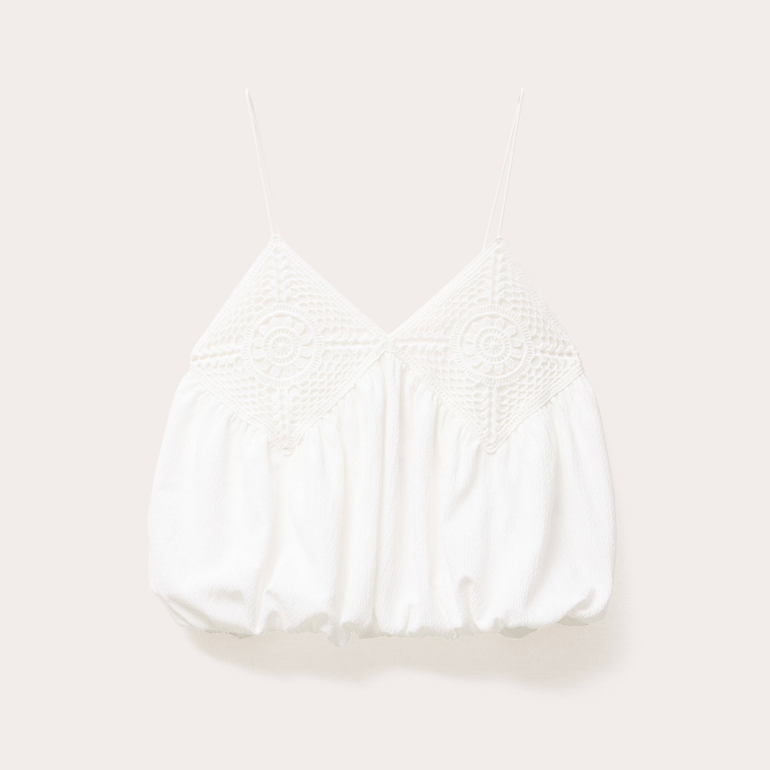 blouse cropped bretelles ecru femme Blouse cropped bretelles ecru femme