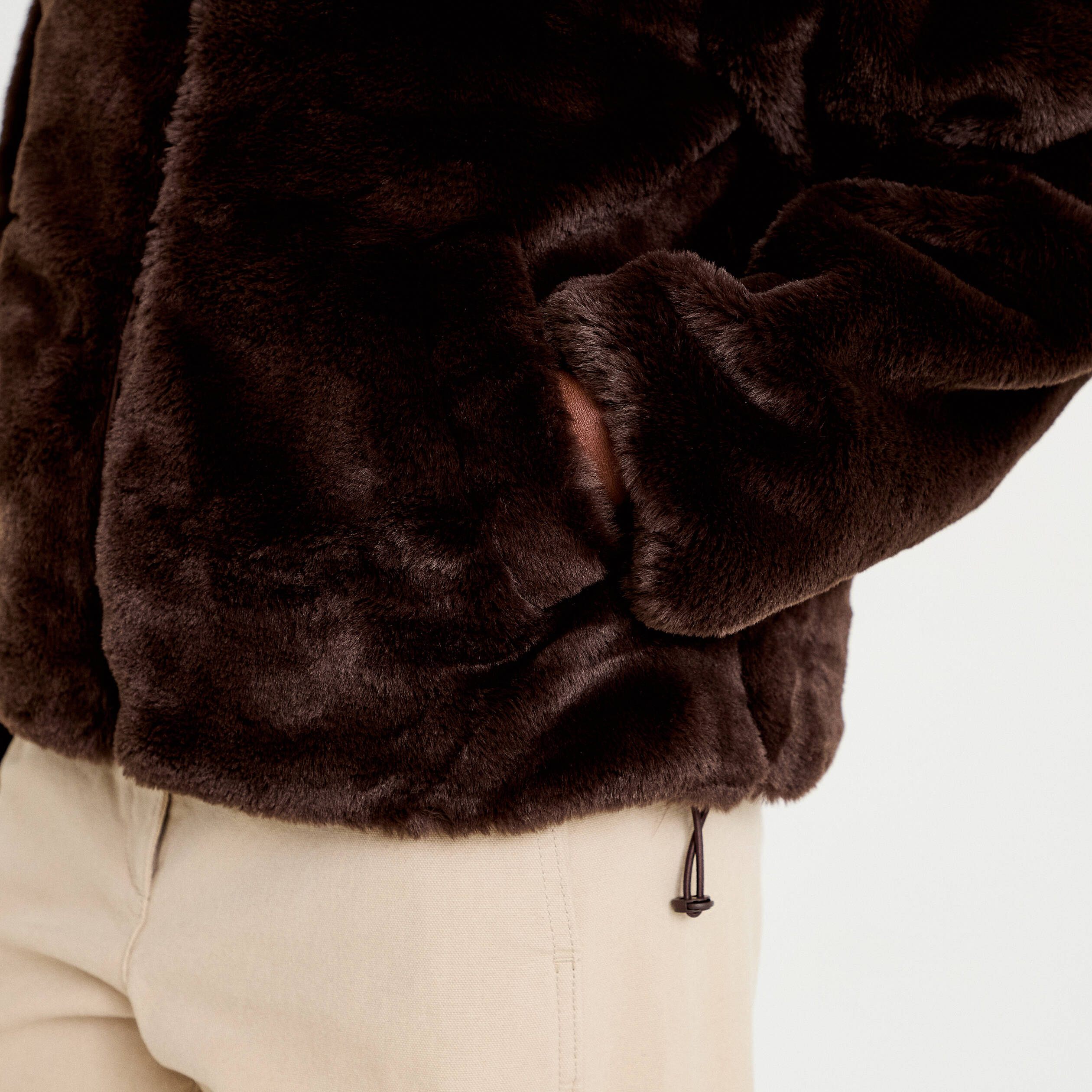 Parka r&eacute;versible &agrave; capuche marron fonc&eacute; femme