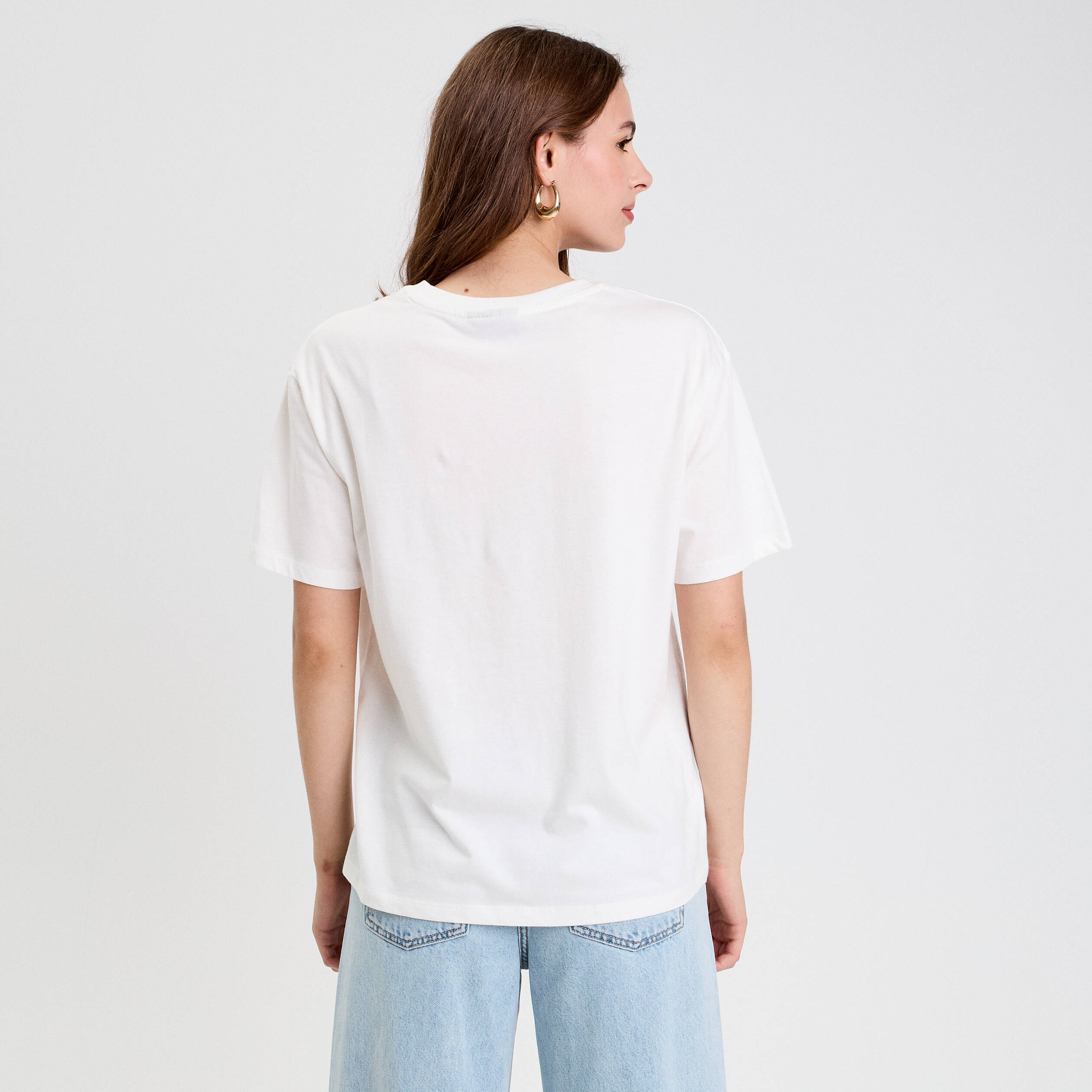 t shirt en coton manches courtes ecru femme T-shirt en coton manches courtes ecru femme