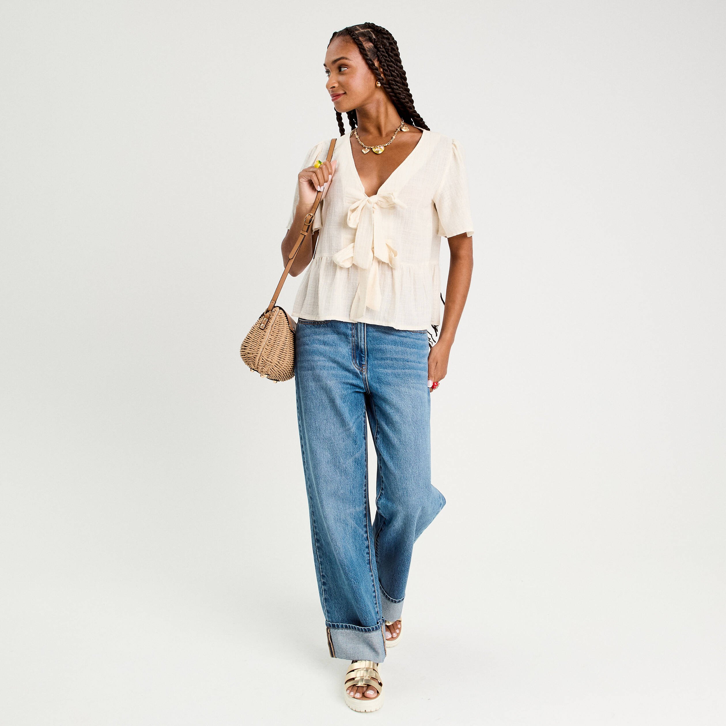 blouse manches courtes noeuds ecru femme Blouse manches courtes noeuds ecru femme