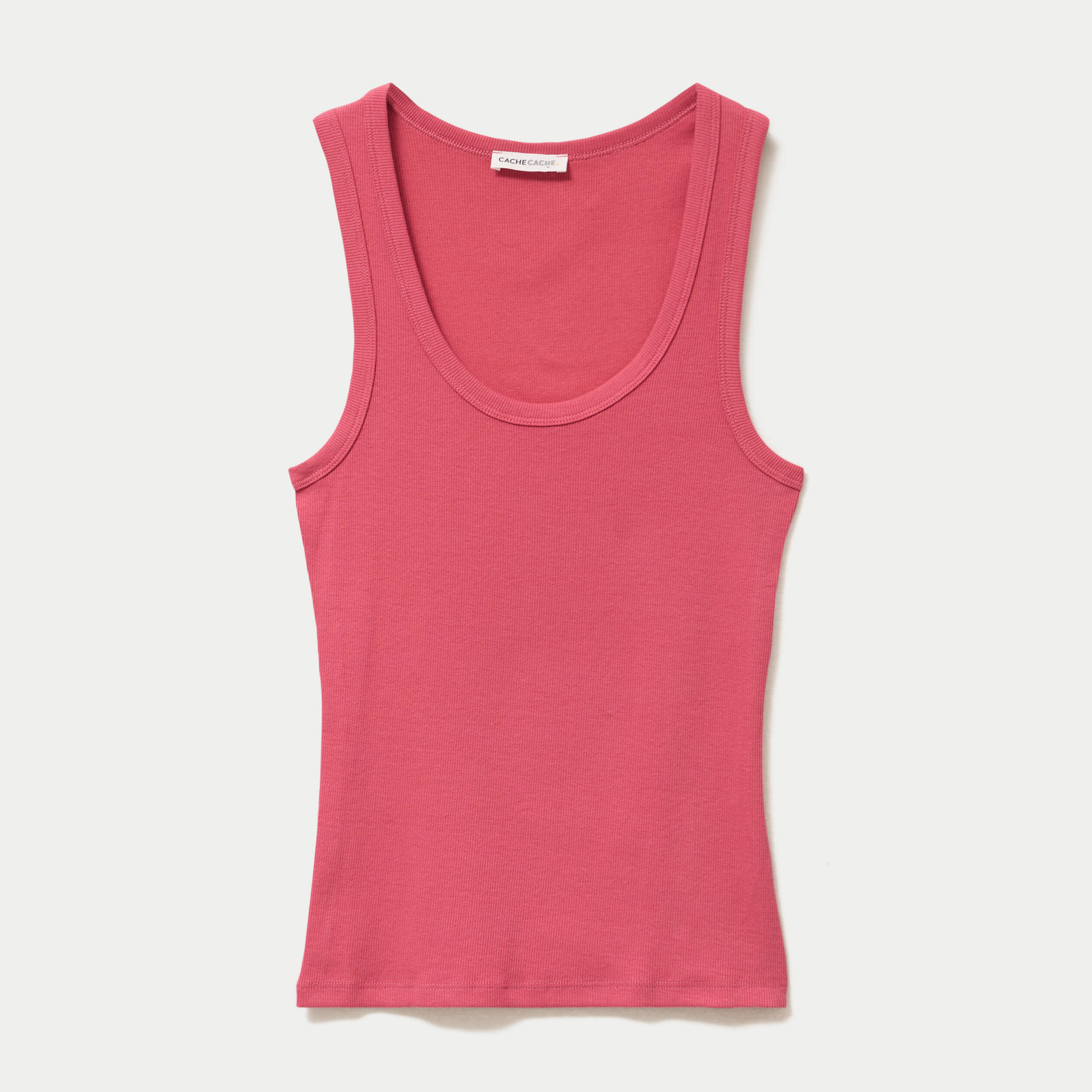 D&eacute;bardeur c&ocirc;tel&eacute; col rond rose framboise femme
