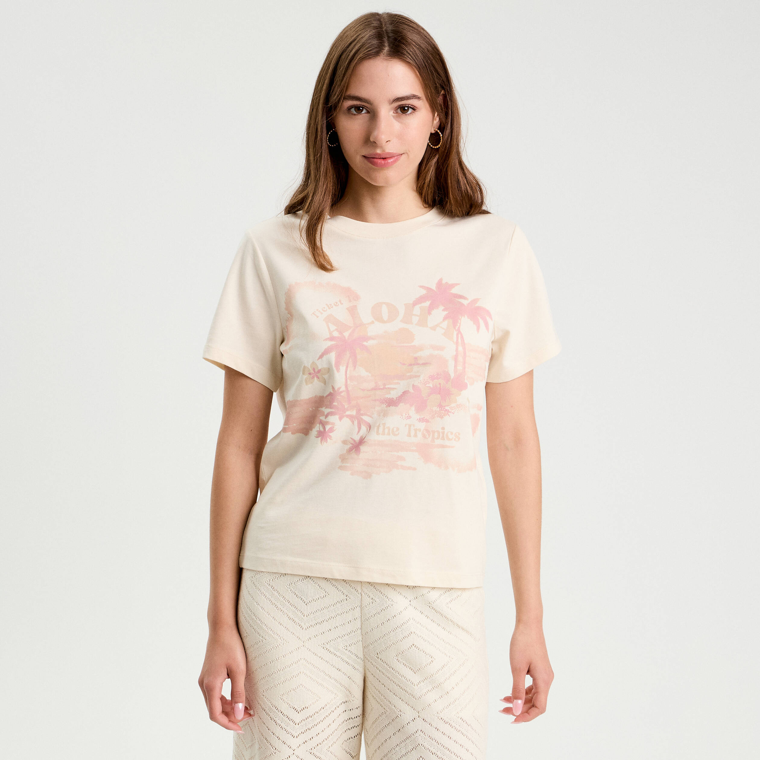 t shirt manches courtes ecru femme T-shirt manches courtes ecru femme