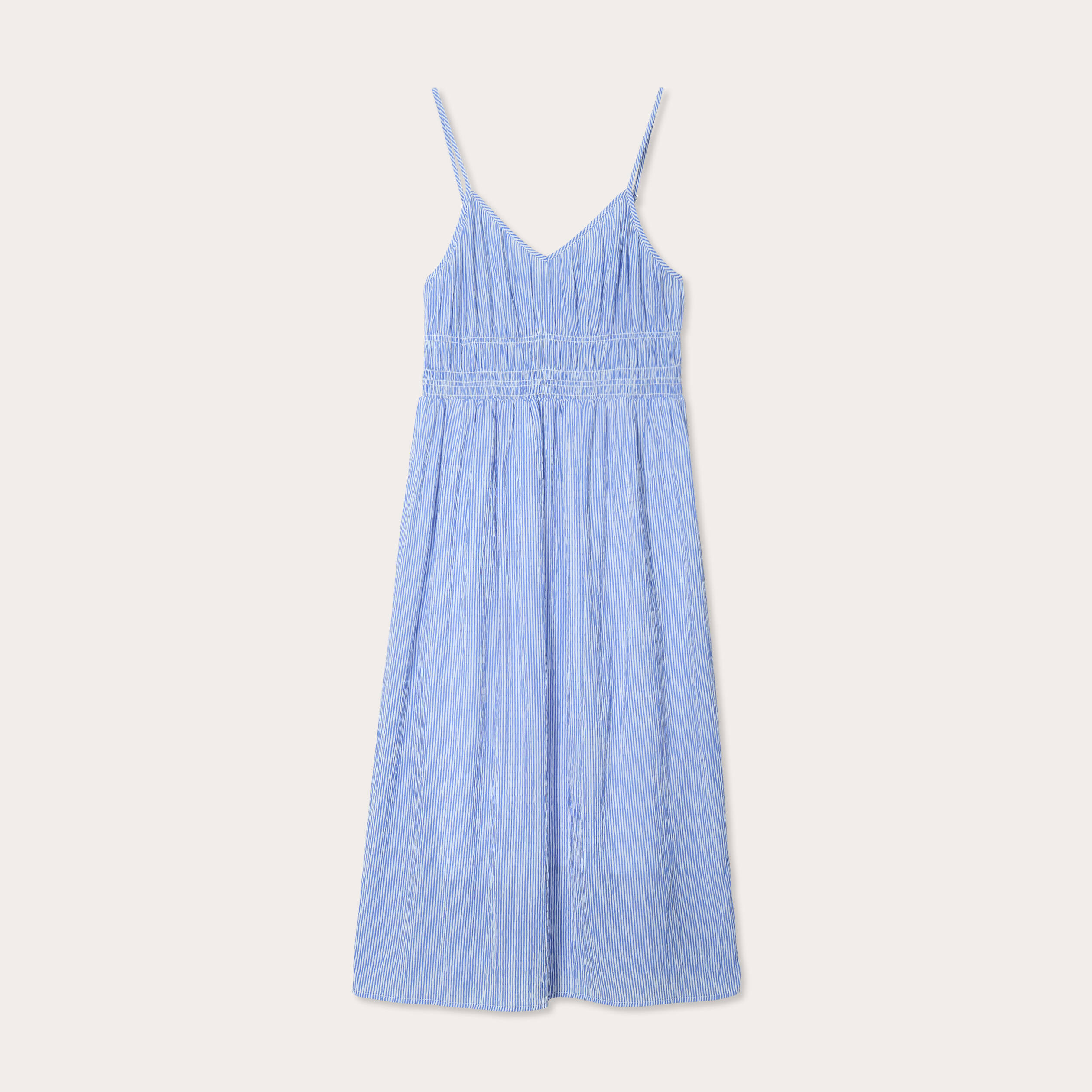 Robe midi &eacute;vas&eacute;e bretelles bleu clair femme
