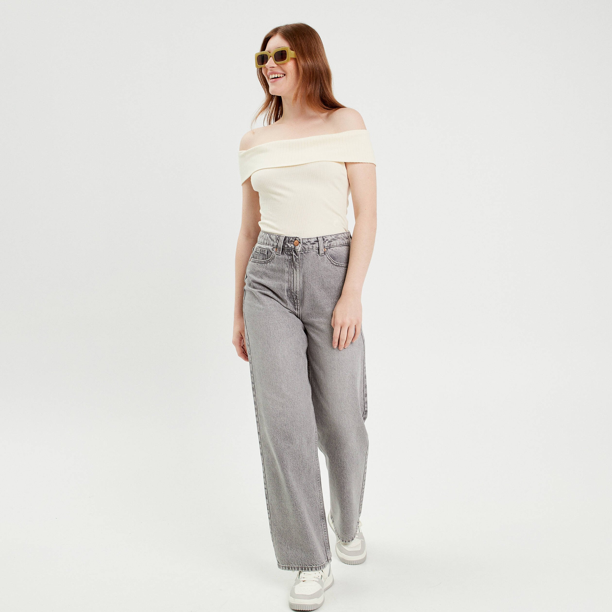 t shirt manches courtes cotele ecru femme T-shirt manches courtes côtelé ecru femme