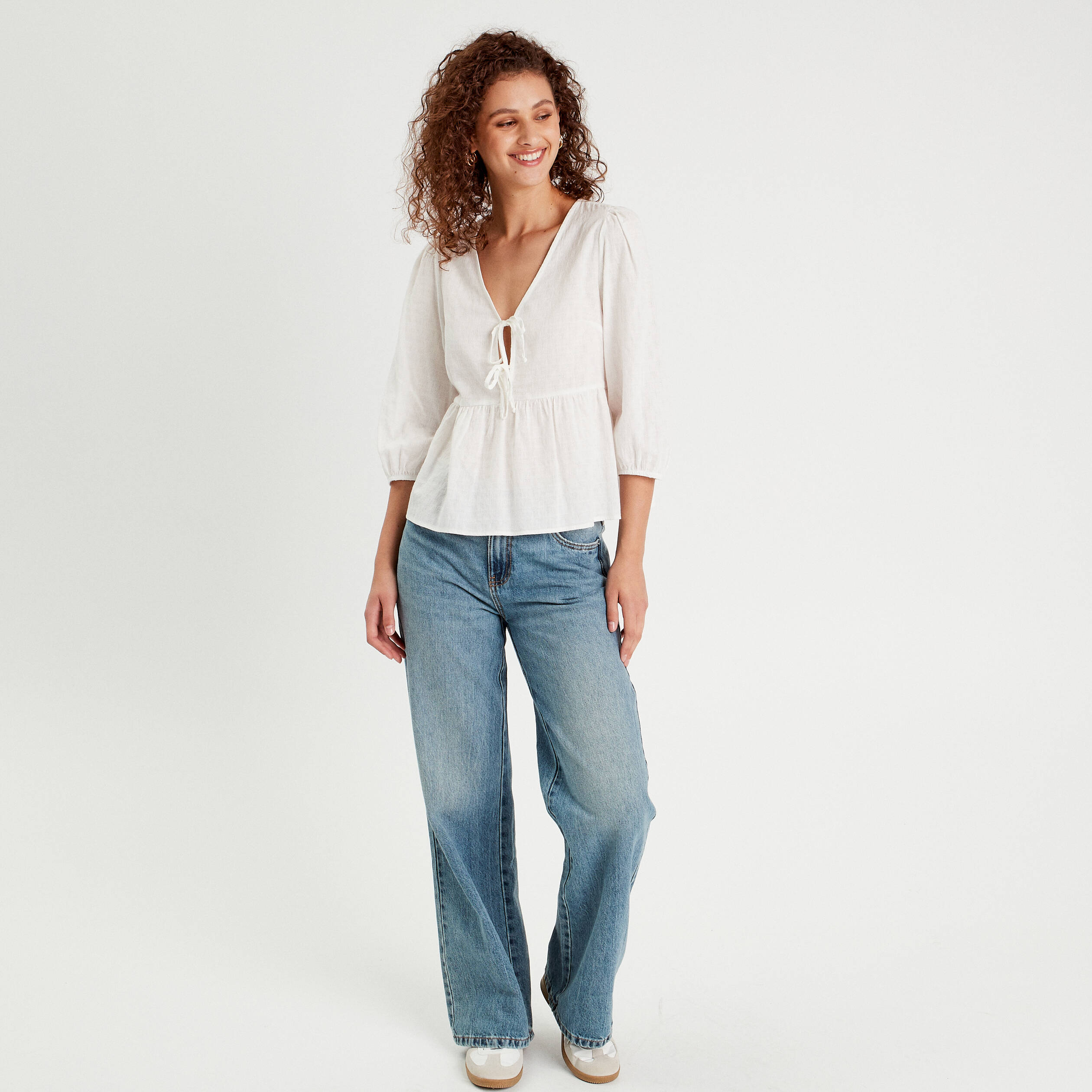 blouse avec noeuds ecru femme Blouse avec noeuds ecru femme