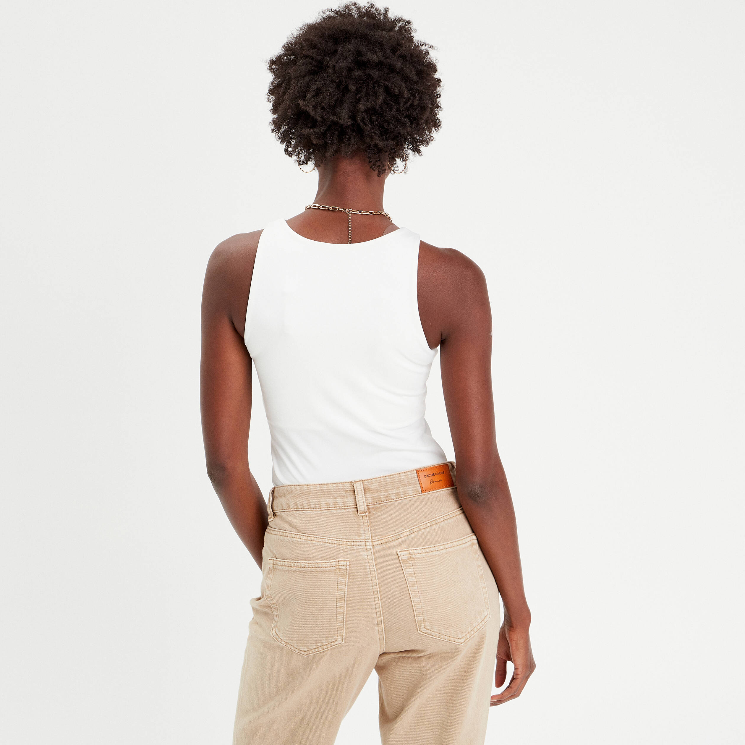 body sans manches effet seconde peau blanc femme Body sans manches effet seconde peau blanc femme