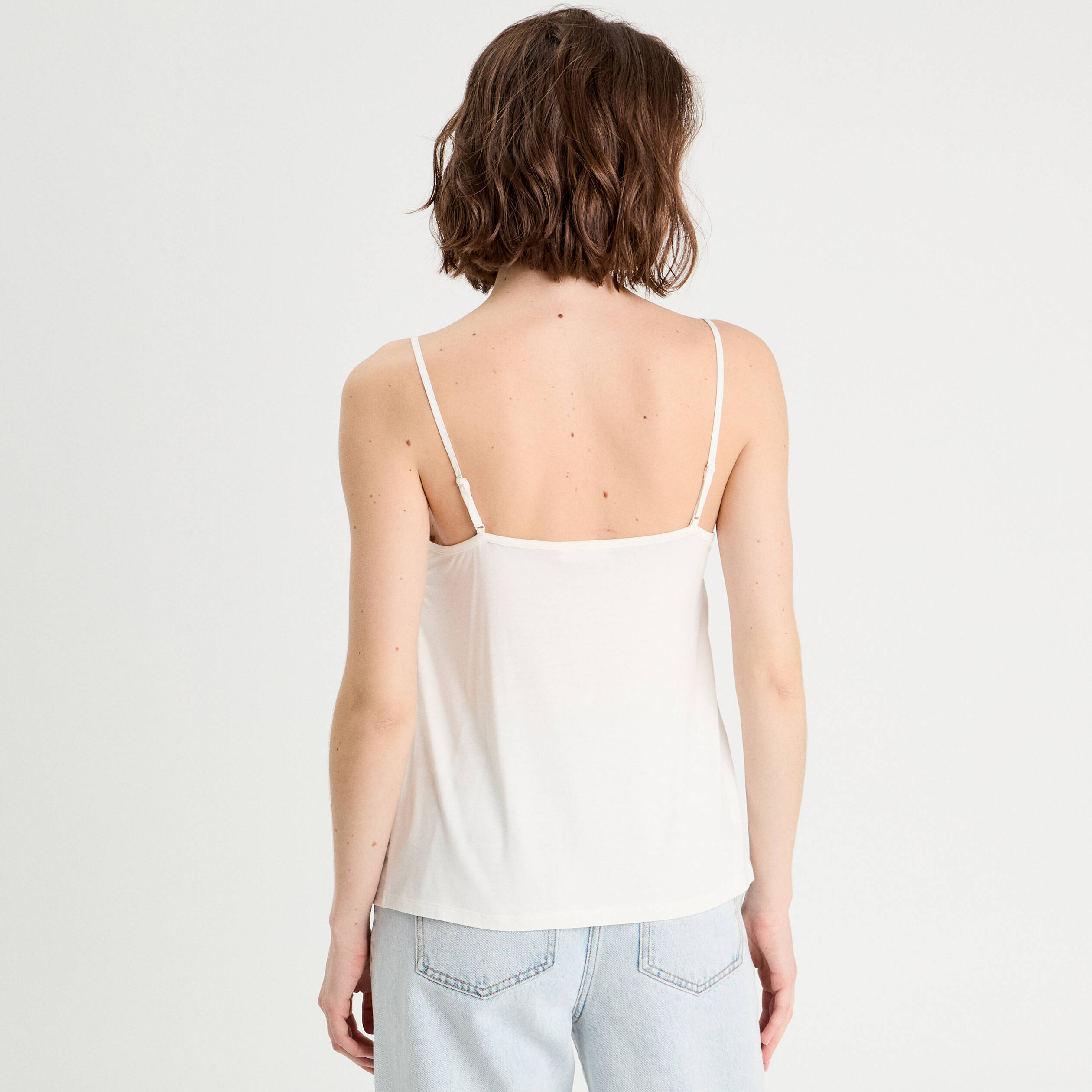debardeur bretelles fines ecru femme Débardeur bretelles fines ecru femme