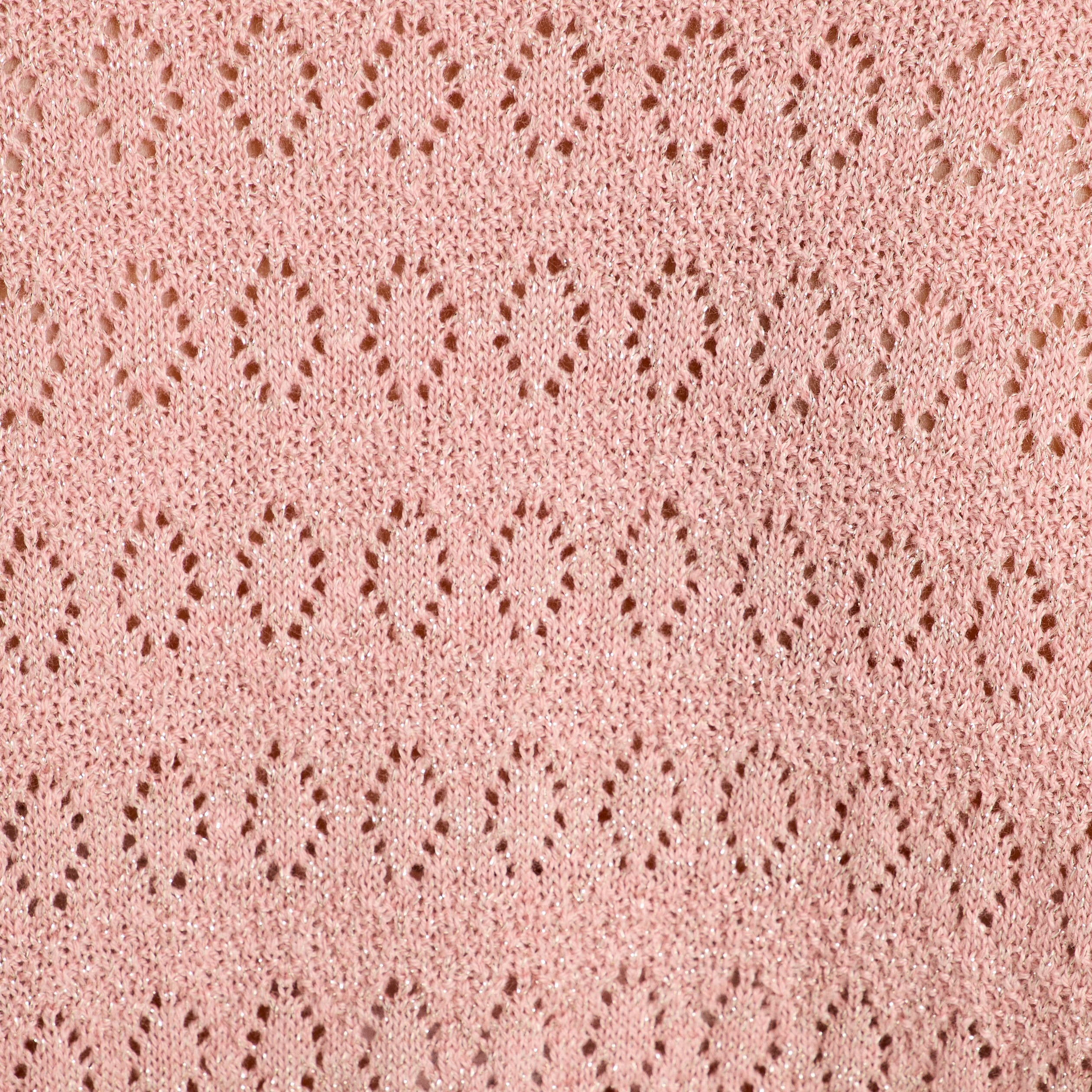 Pull ajour&eacute; manches 3/4 rose pastel femme