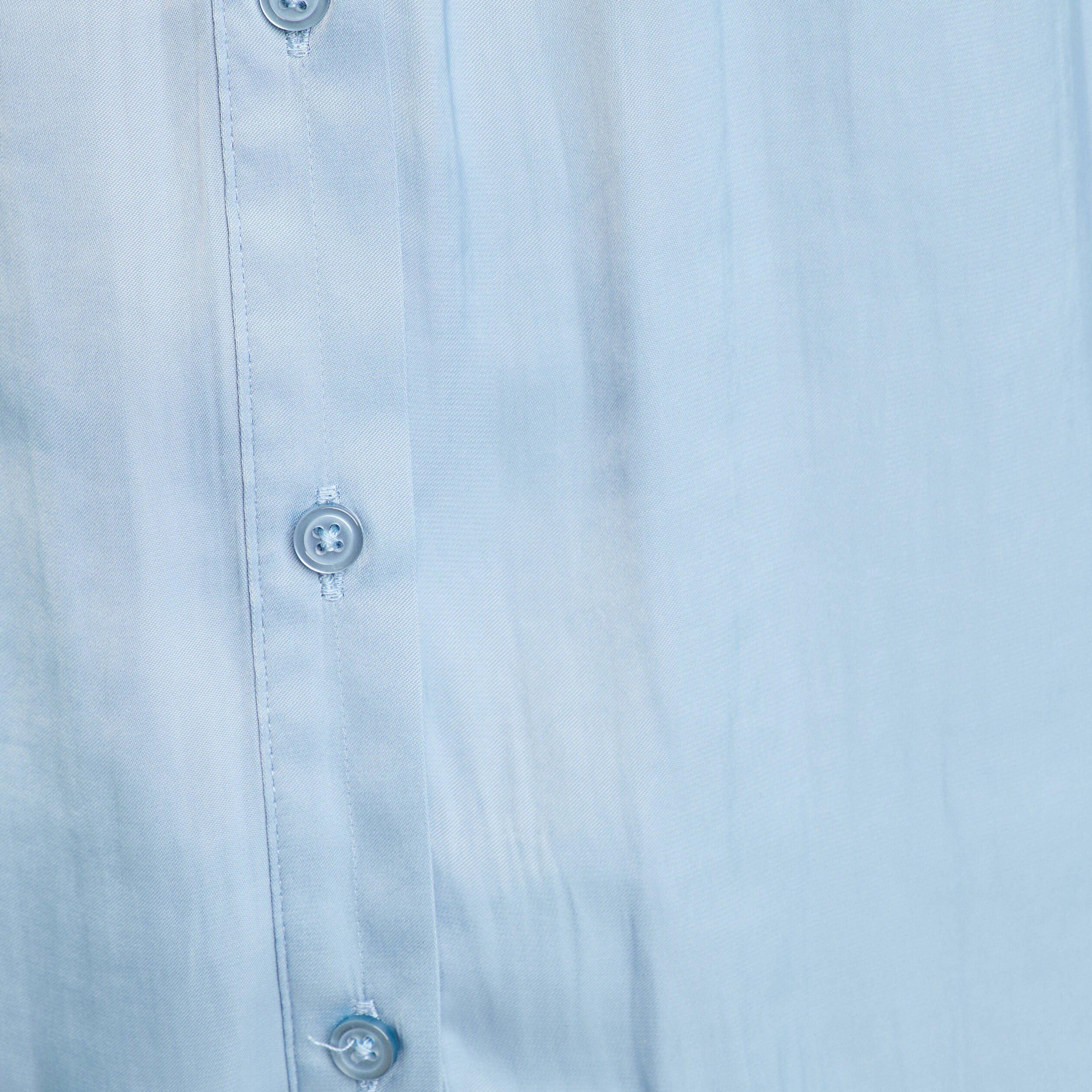 Blouse manches longues satin bleu clair femme