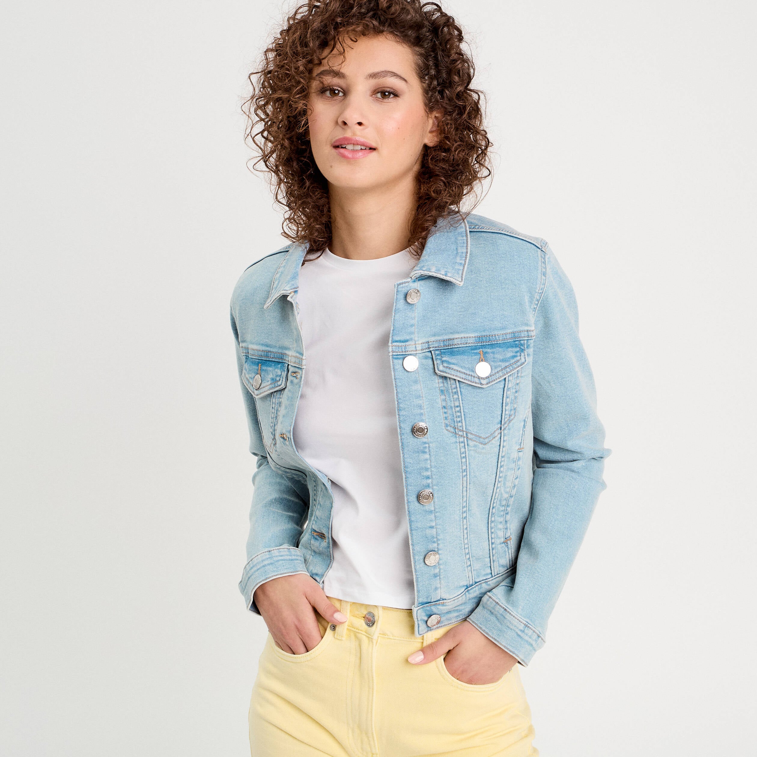 Veste en jean denim bleach femme