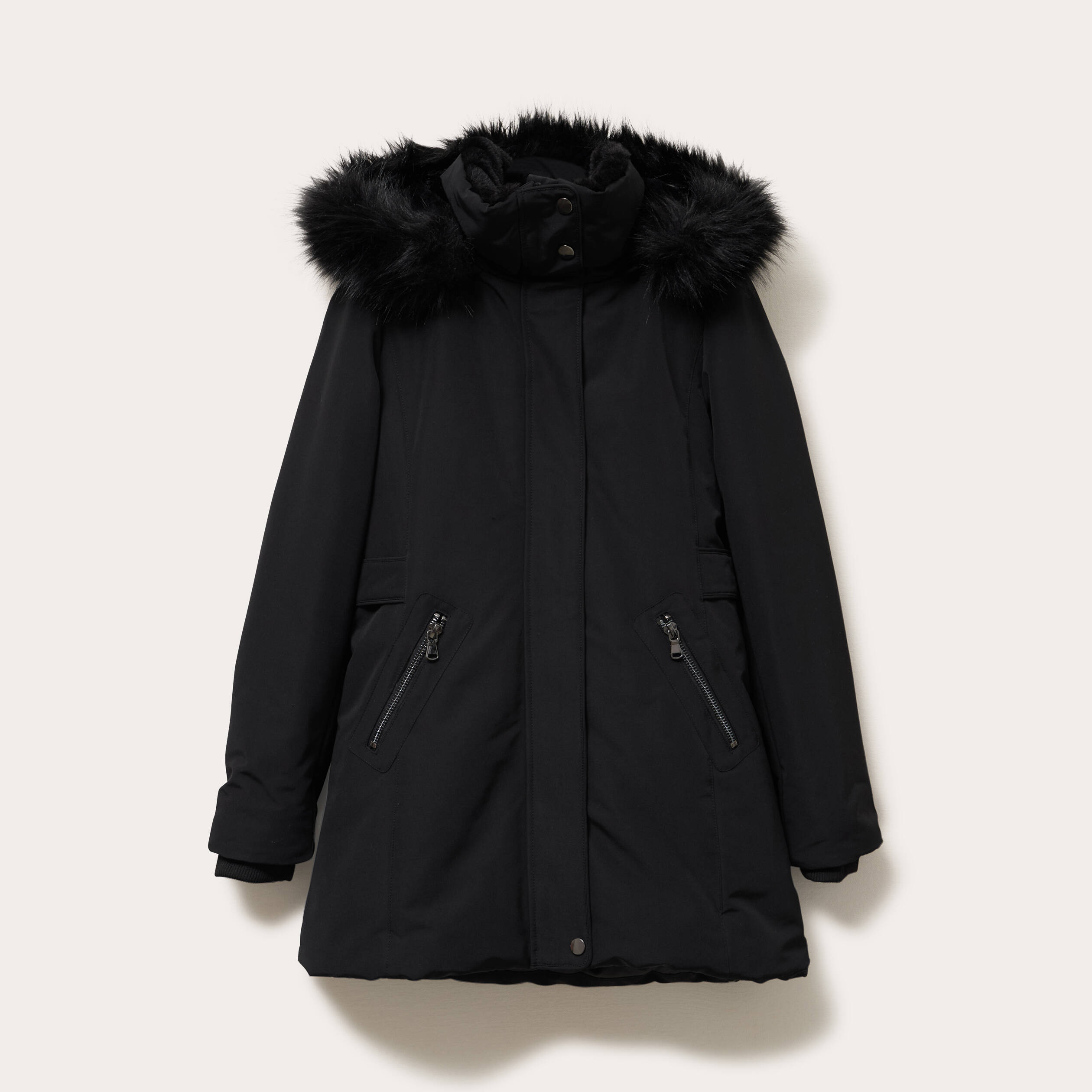 parka droite avec capuche noir femme Parka droite avec capuche noir femme