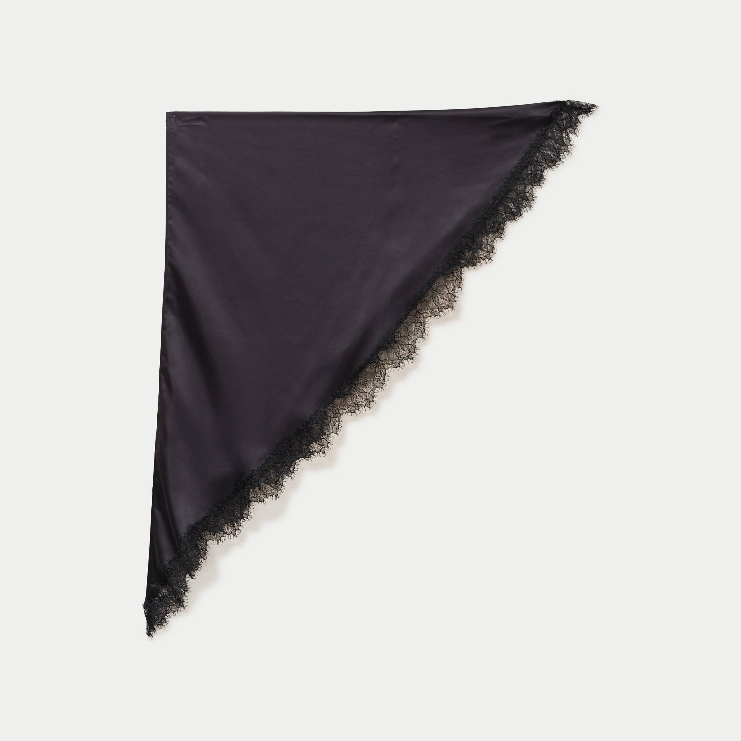 Foulard dentelle effet satin&eacute; noir femme