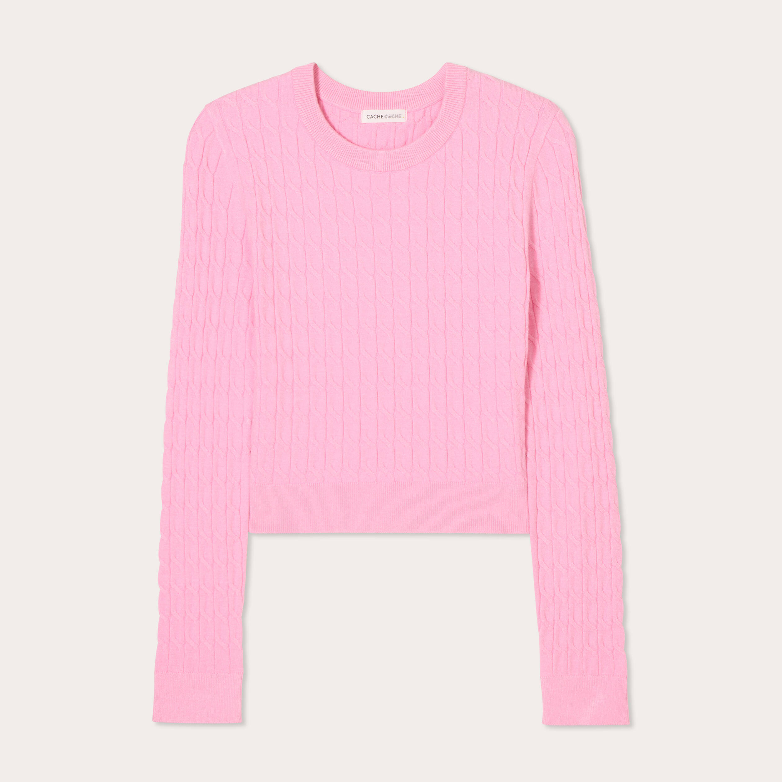Pull torsades rose femme Vibs