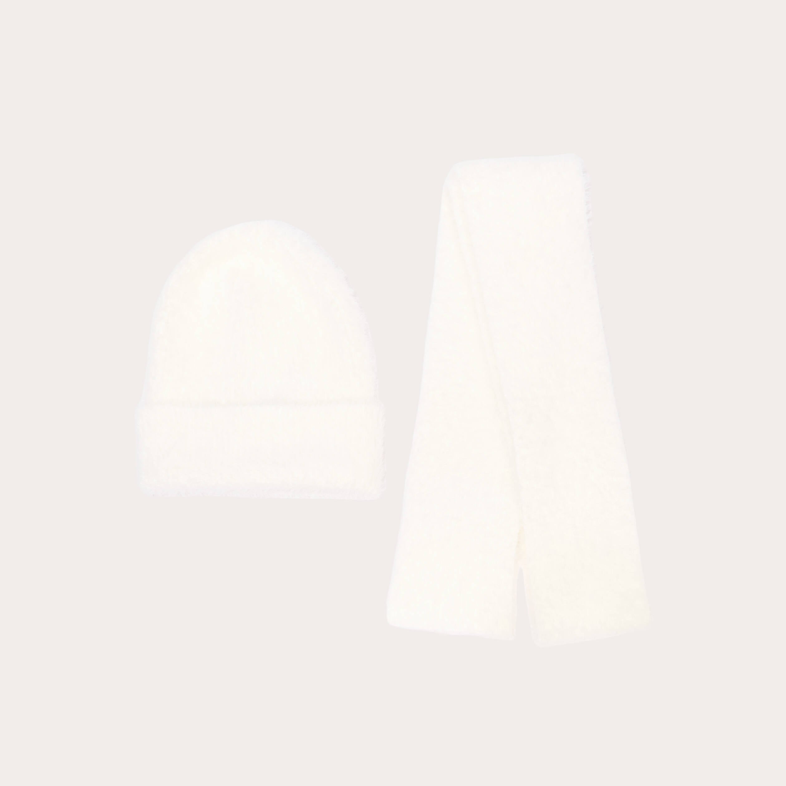 Ensemble &eacute;charpe et bonnet ecru femme