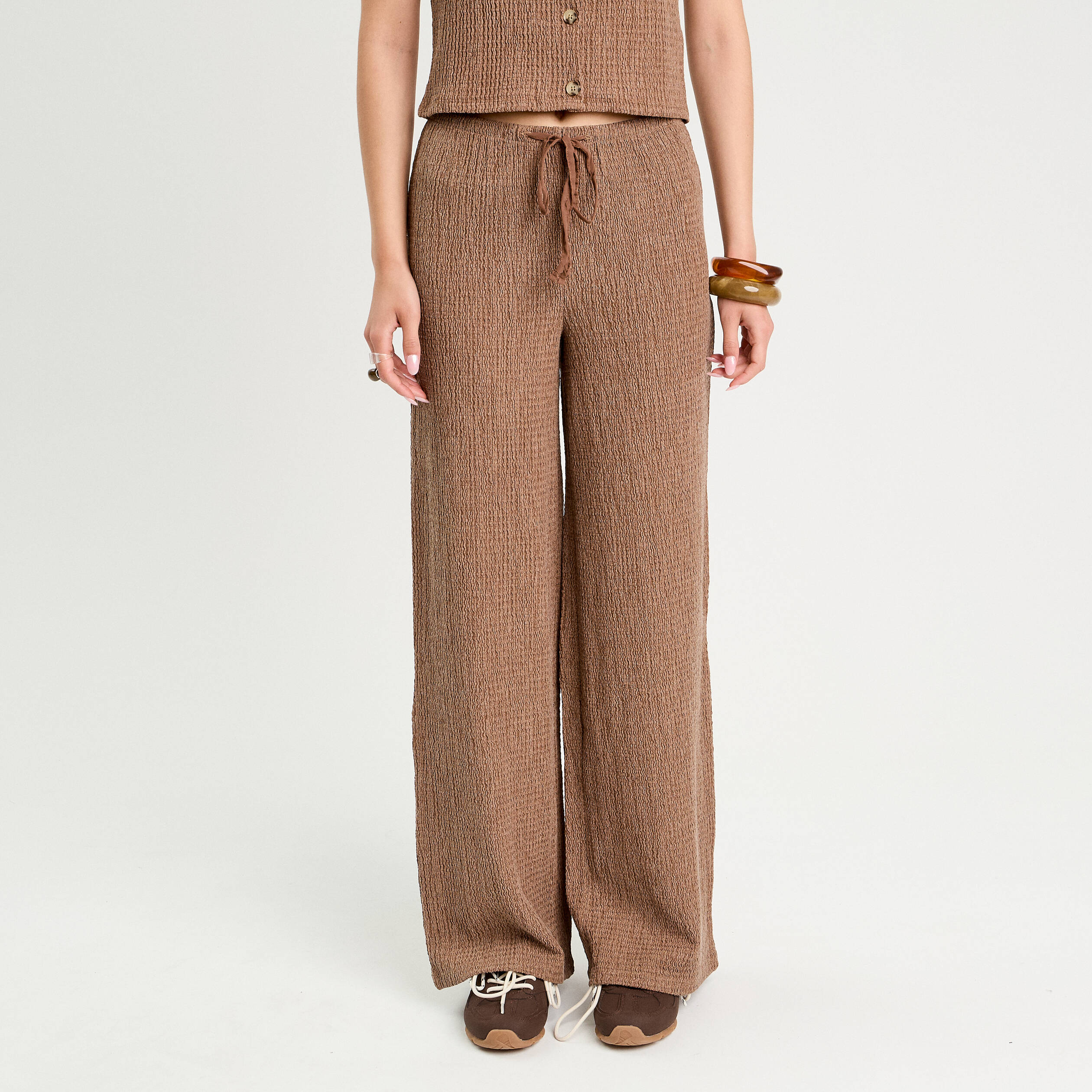 pantalon large marron femme Pantalon large marron femme