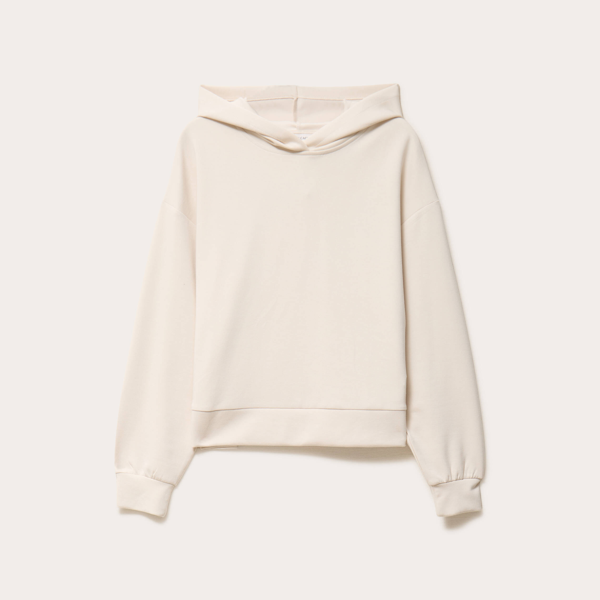 Sweat &agrave; capuche manches longues ecru femme