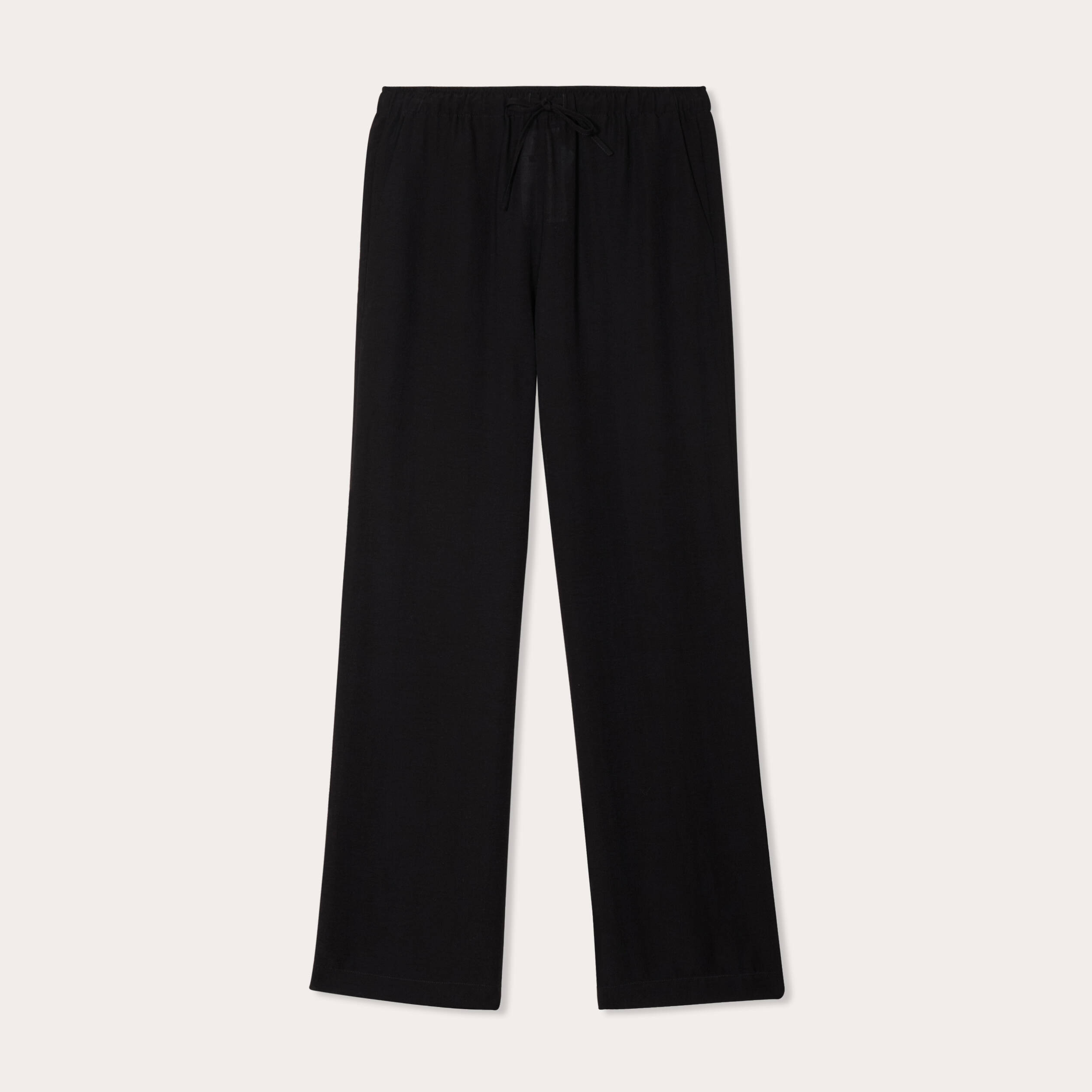 Pantalon large taille haute en cr&ecirc;pe noir femme
